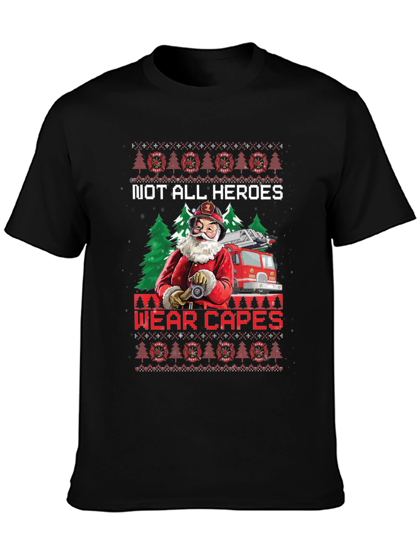 Firefighter Santa Ugly Christmas T-Shirt