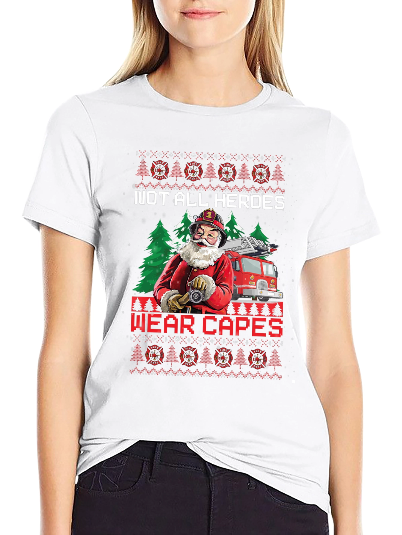 Firefighter Santa Ugly Christmas T-Shirt