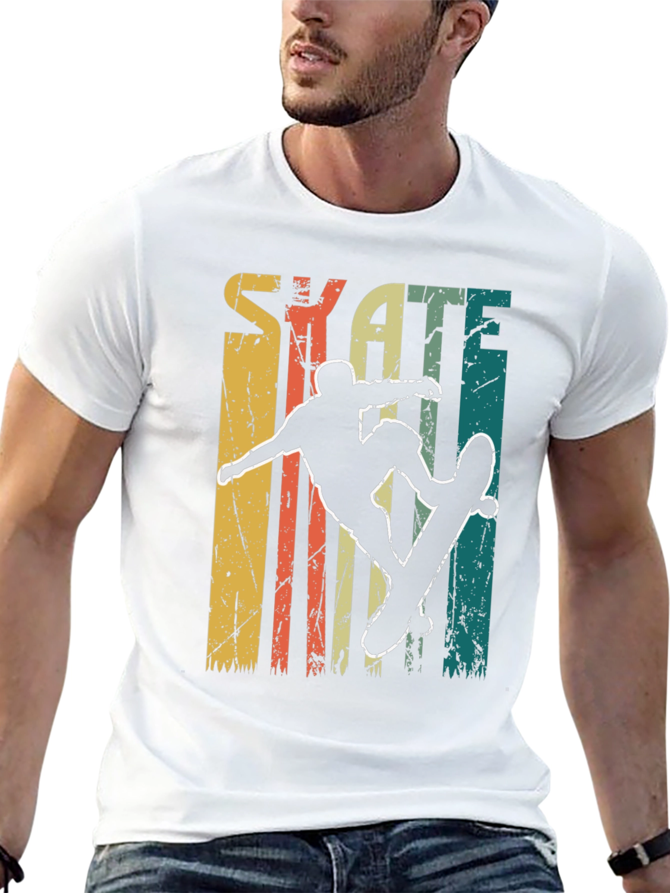 Retro Skate T-Shirt - Skateboarder Silhouette