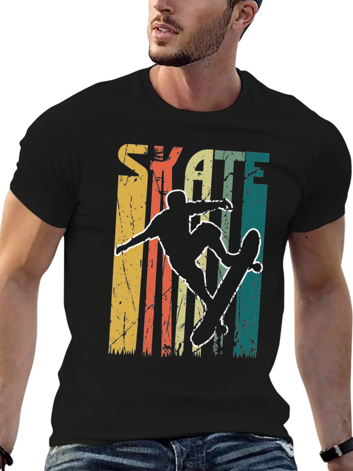 Retro Skate T-Shirt - Skateboarder Silhouette