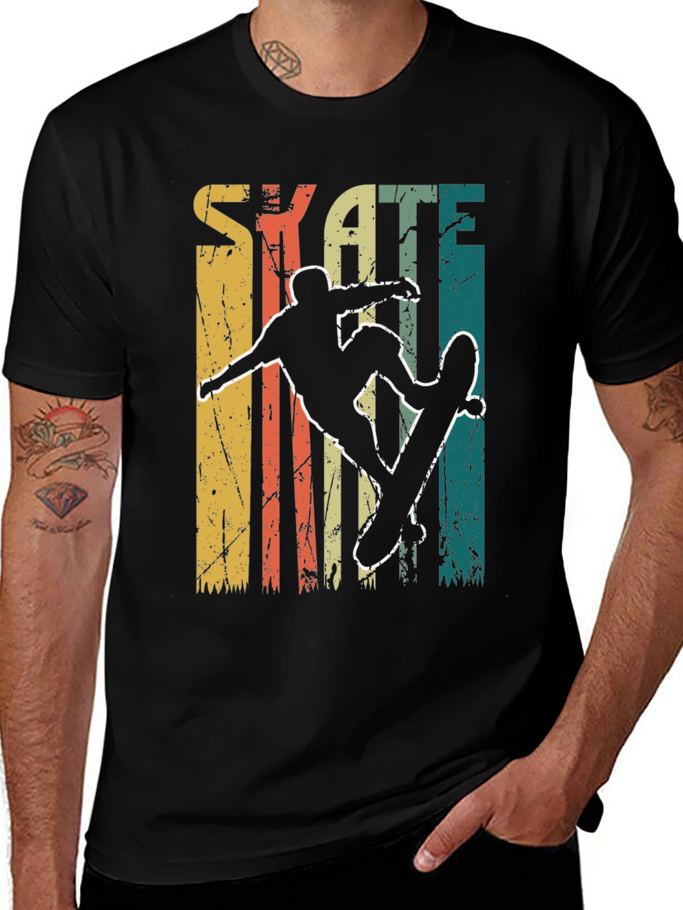 Retro Skate T-Shirt - Skateboarder Silhouette