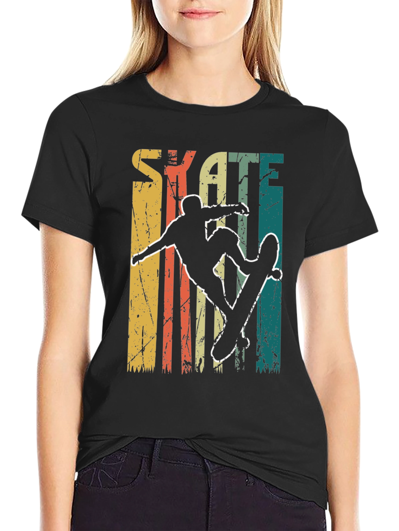 Retro Skate T-Shirt - Skateboarder Silhouette