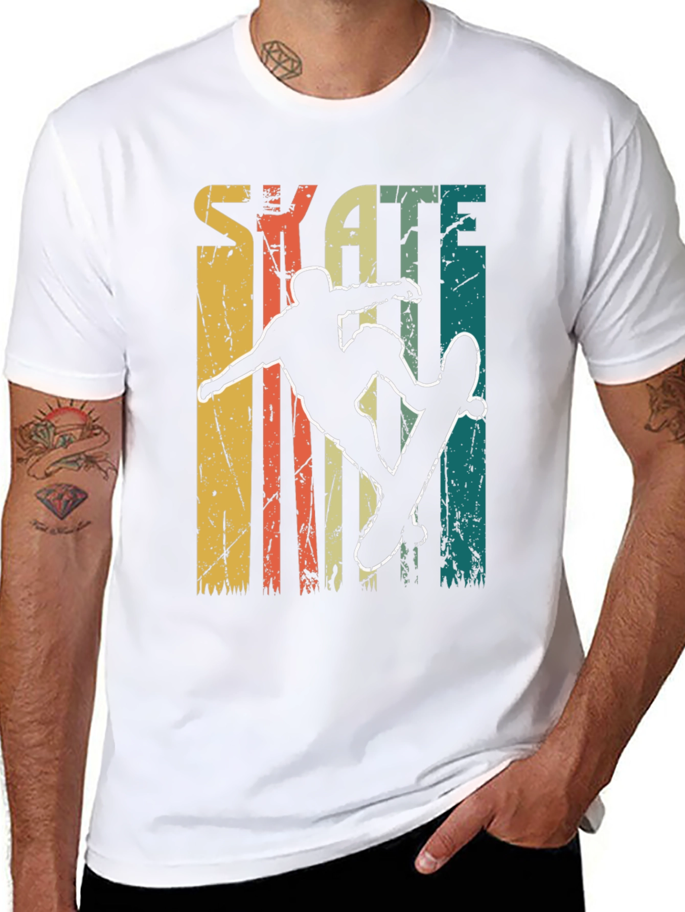 Retro Skate T-Shirt - Skateboarder Silhouette