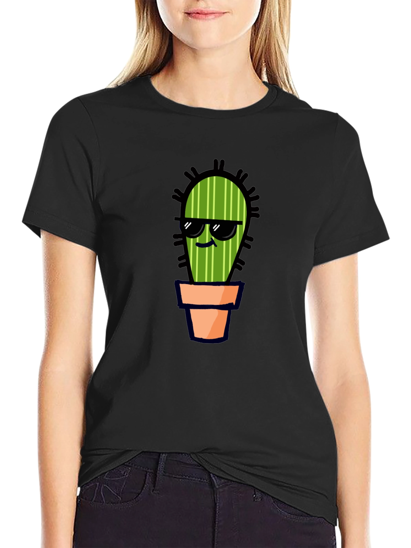 Cool Cactus T-Shirt - Black Cotton Tee