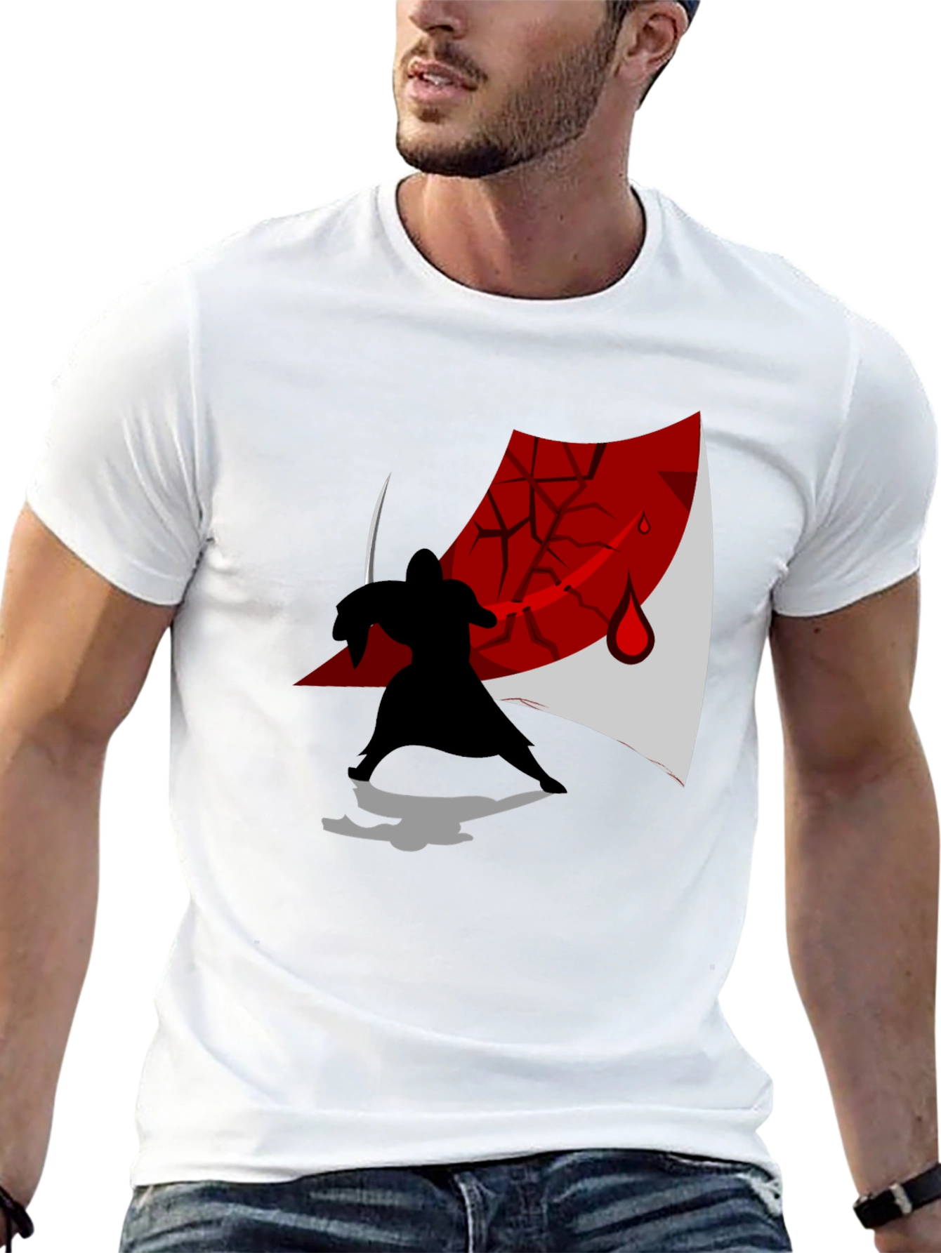 Samurai Silhouette Graphic T-Shirt - Ninja Warrior Design