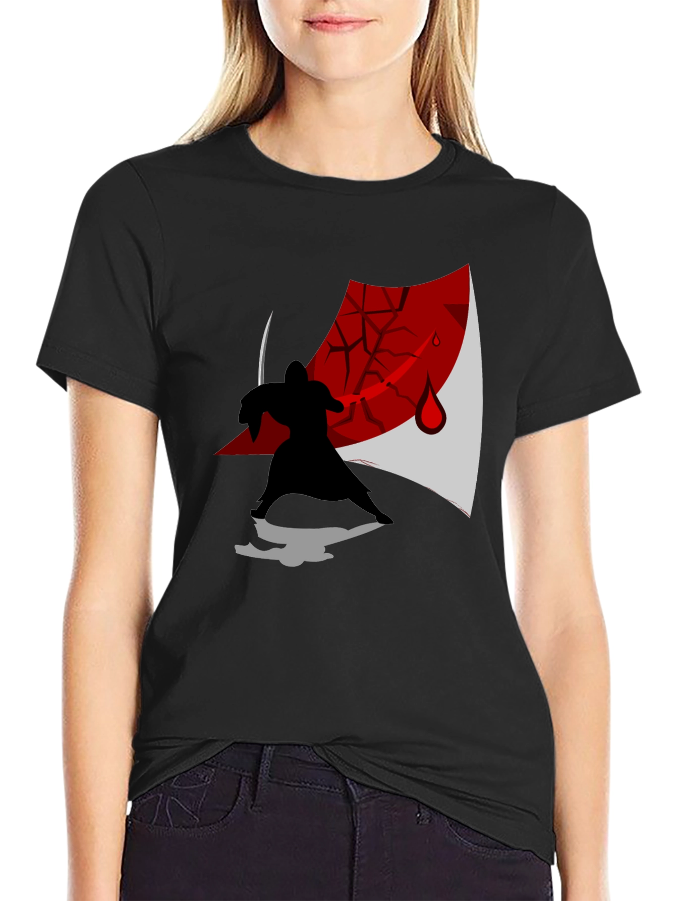Samurai Silhouette Graphic T-Shirt - Ninja Warrior Design