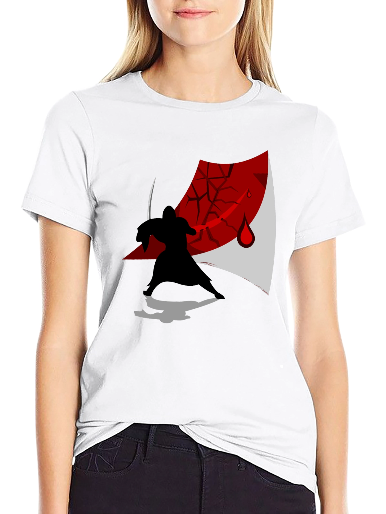 Samurai Silhouette Graphic T-Shirt - Ninja Warrior Design