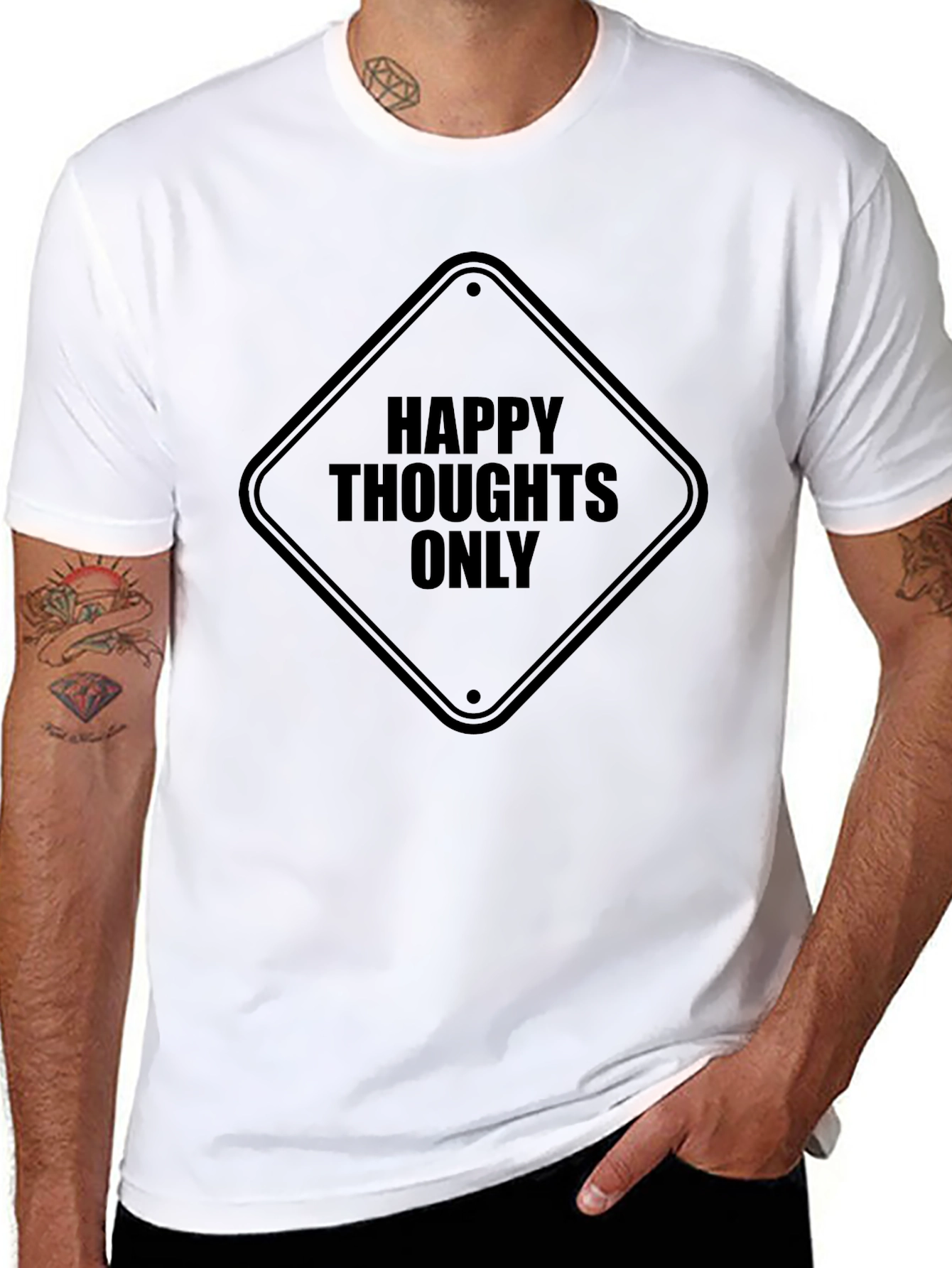Happy Thoughts Only Graphic Tee - Black