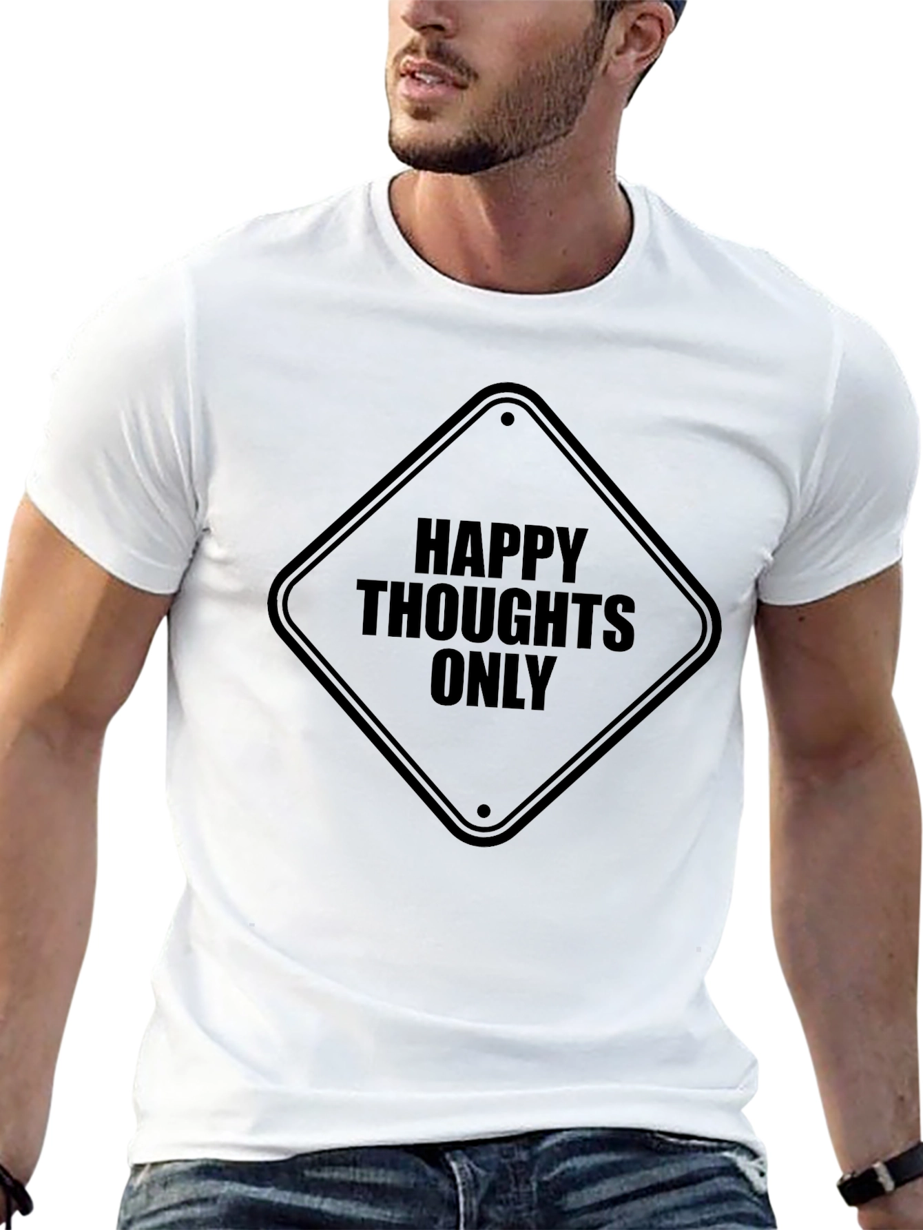 Happy Thoughts Only Graphic Tee - Black