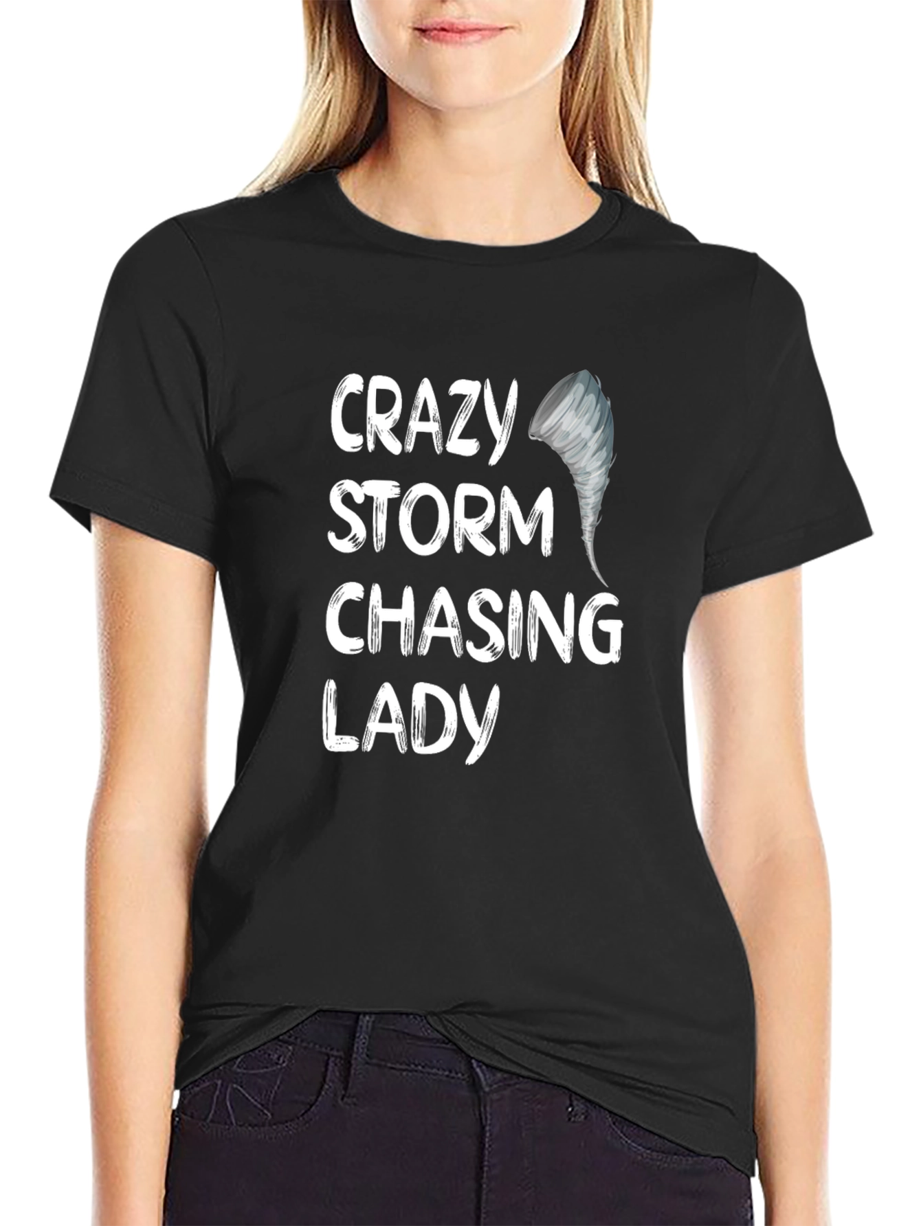 Crazy Storm Chasing Lady Graphic Tee