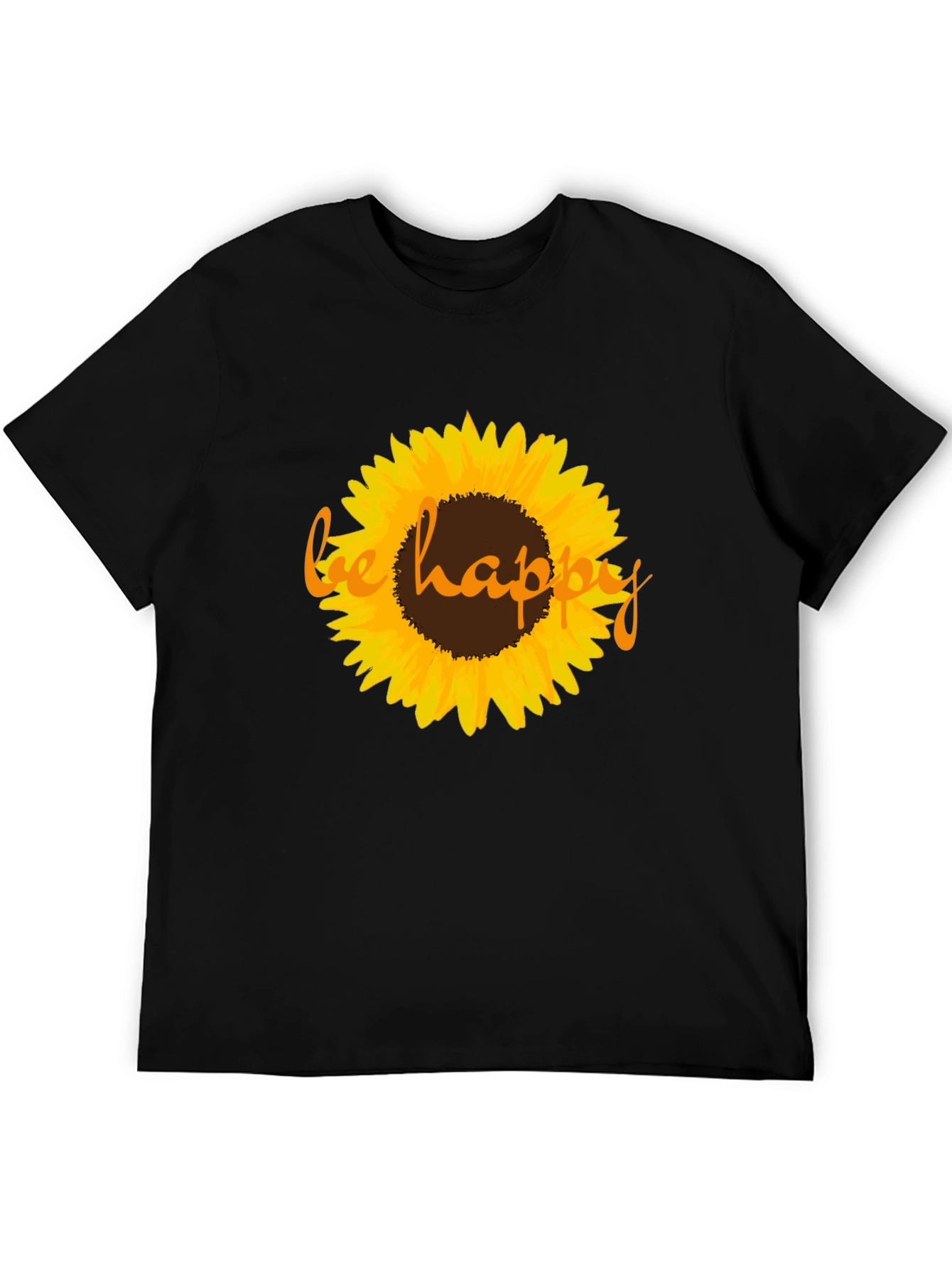Sunflower Be Happy Graphic Black T-Shirt