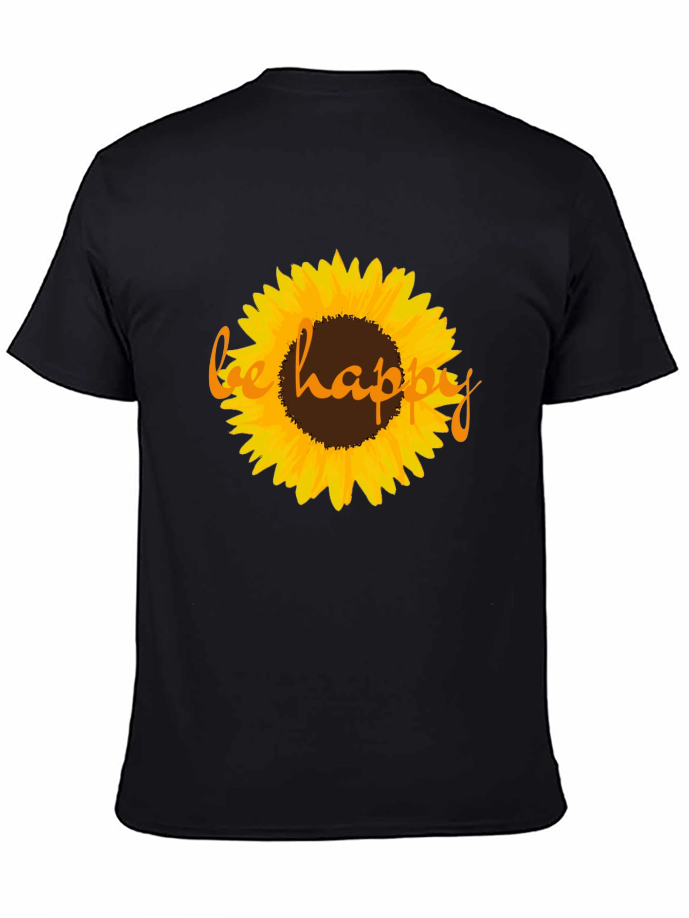 Sunflower Be Happy Graphic Black T-Shirt