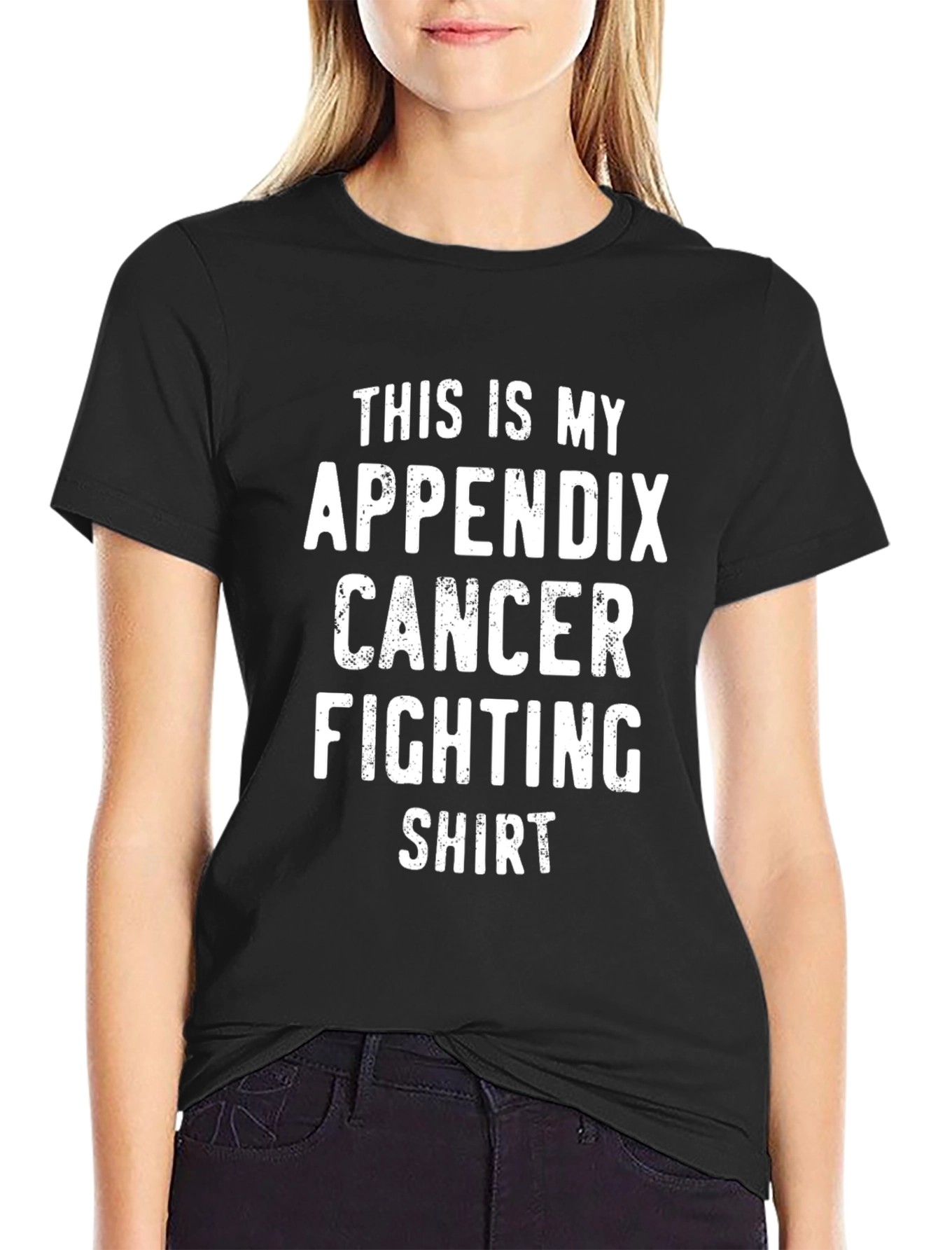 Appendix Cancer Fighting Shirt - Black Cotton Tee