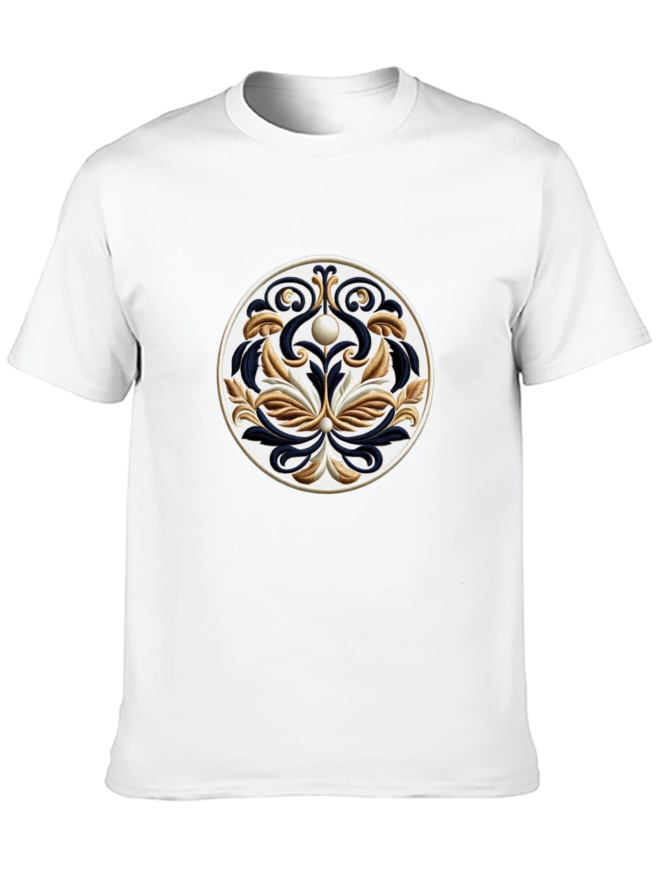 Black T-Shirt with Ornamental Circle Design