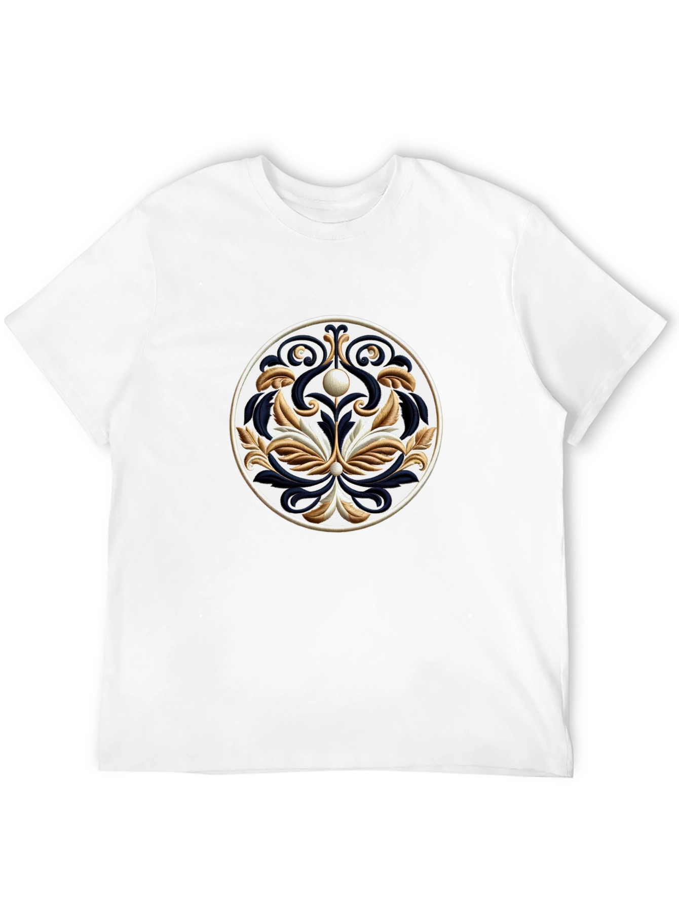 Black T-Shirt with Ornamental Circle Design