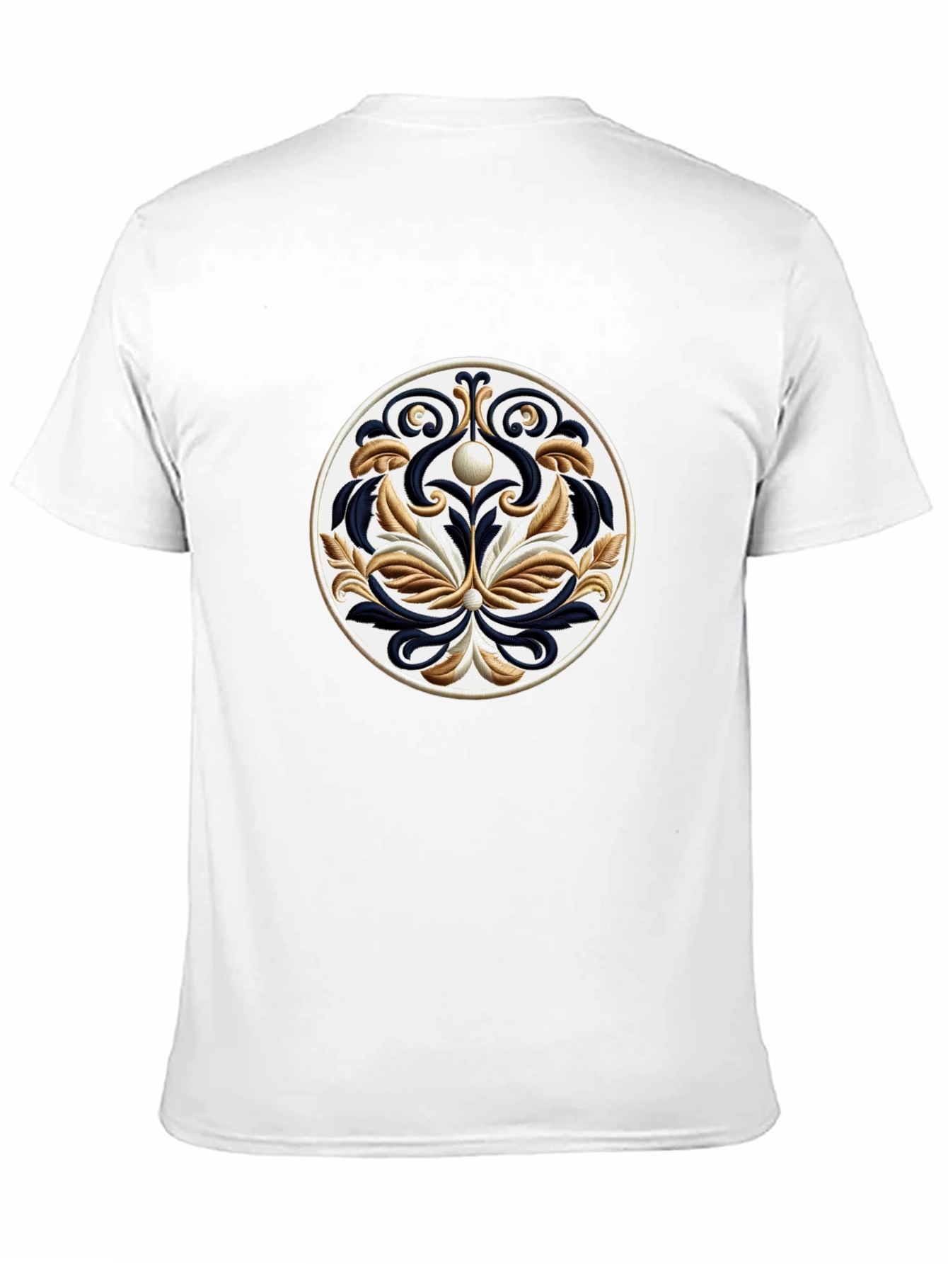 Black T-Shirt with Ornamental Circle Design