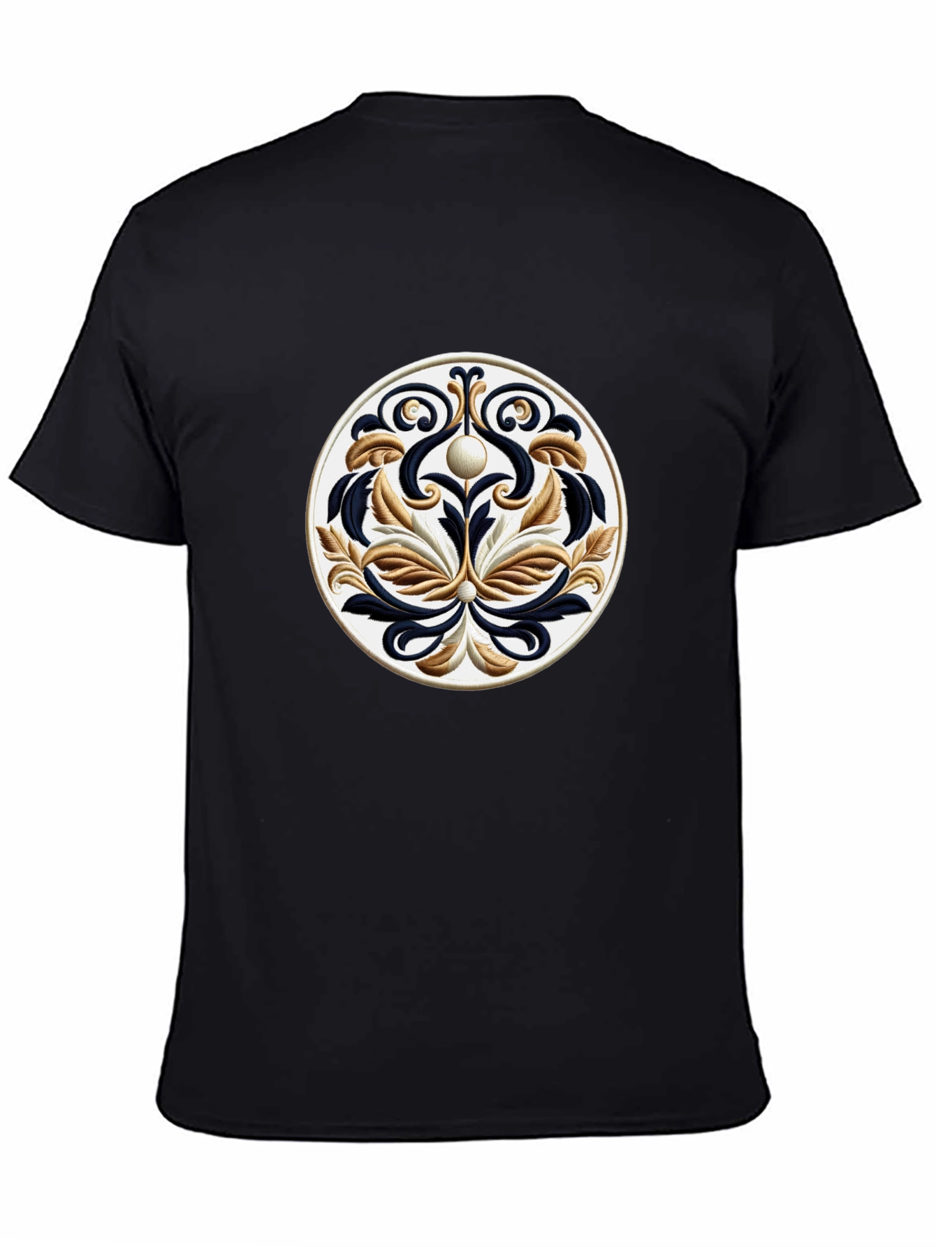 Black T-Shirt with Ornamental Circle Design