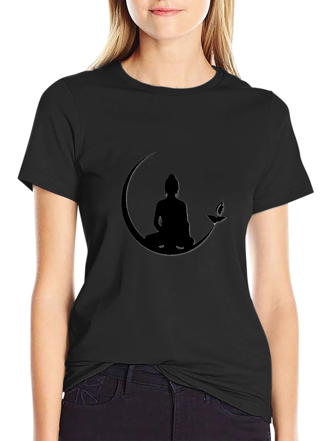Buddha Moon Graphic Tee - Black