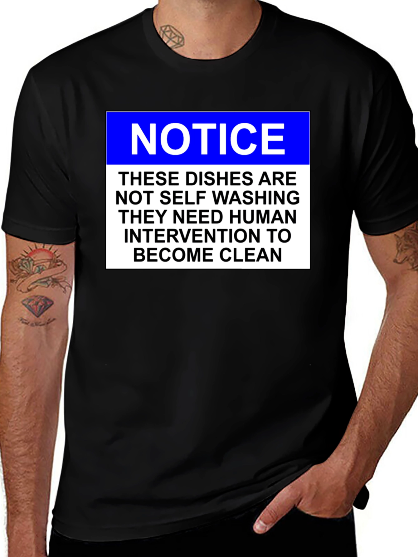 Funny Dishwashing T-Shirt: Notice - Human Intervention Required