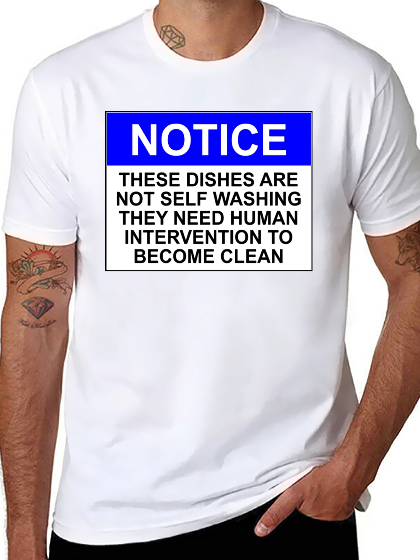 Funny Dishwashing T-Shirt: Notice - Human Intervention Required