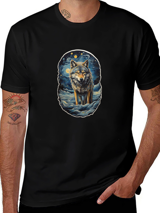 Wolf Starry Night Graphic Tee