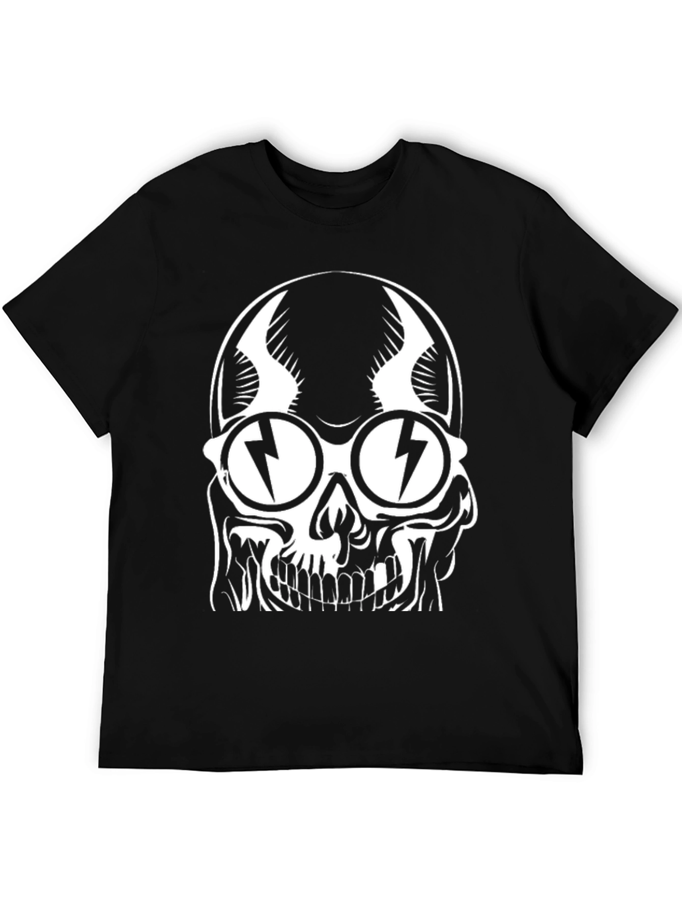 Skull with Lightning Glasses Graphic T-Shirt