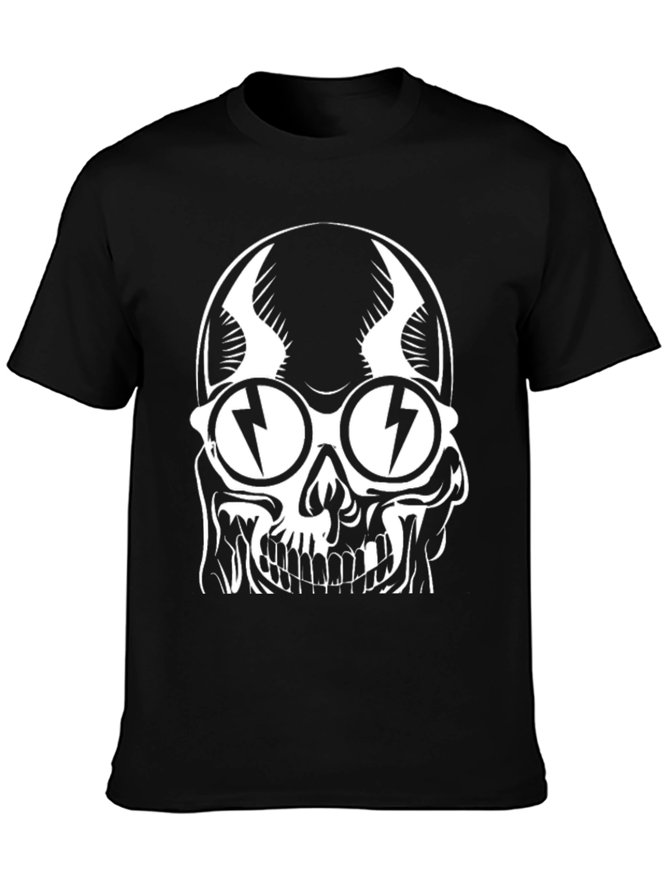 Skull with Lightning Glasses Graphic T-Shirt