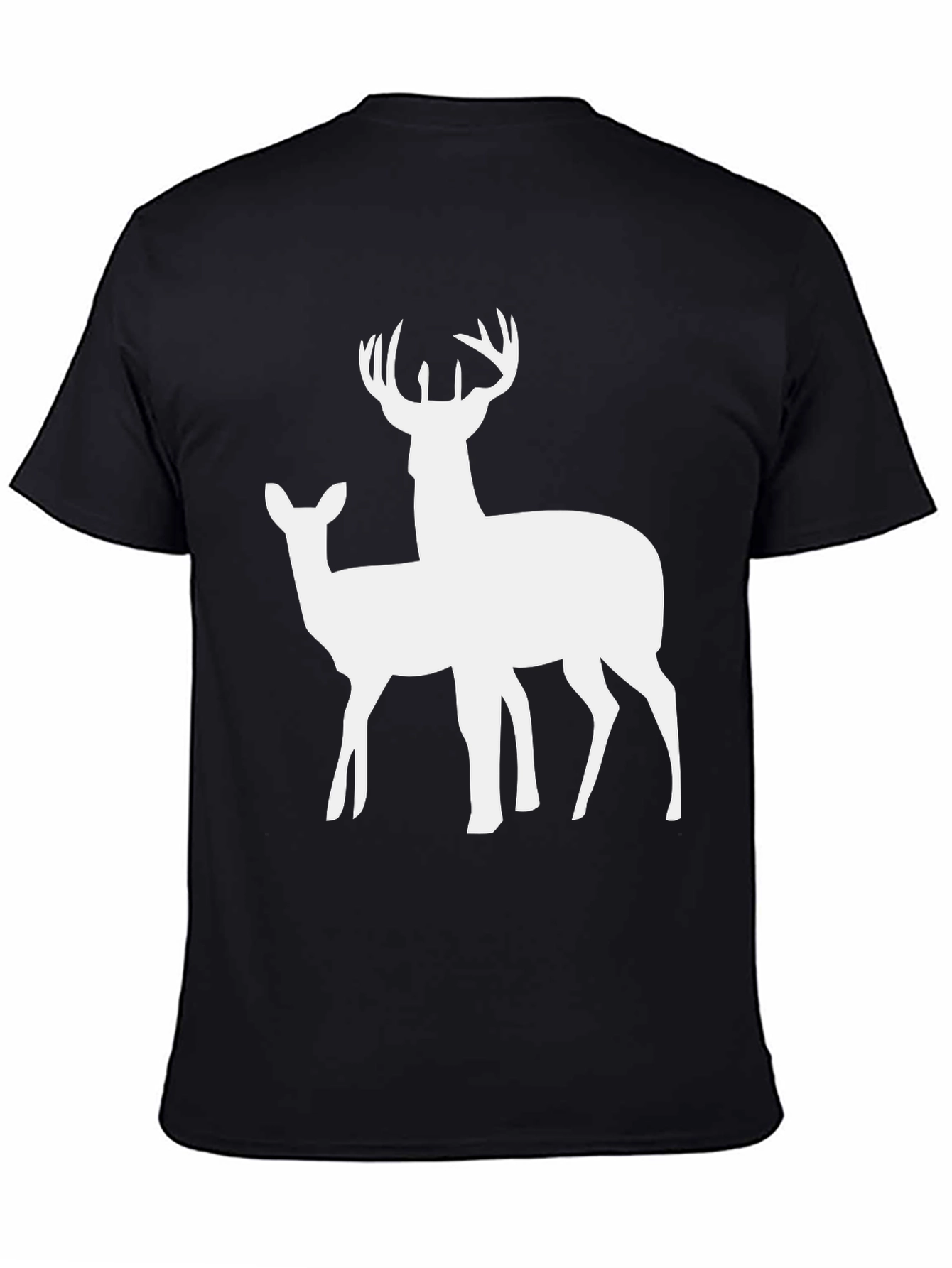 Deer Graphic Tee - Black Cotton Casual Shirt