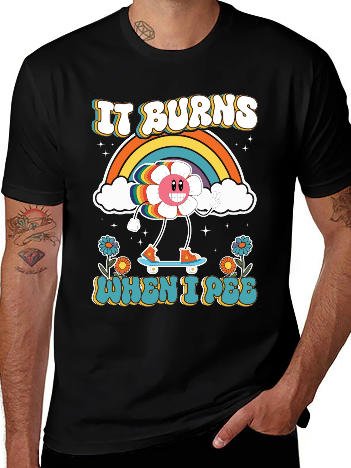 Funny Retro It Burns When I Pee Graphic Tee