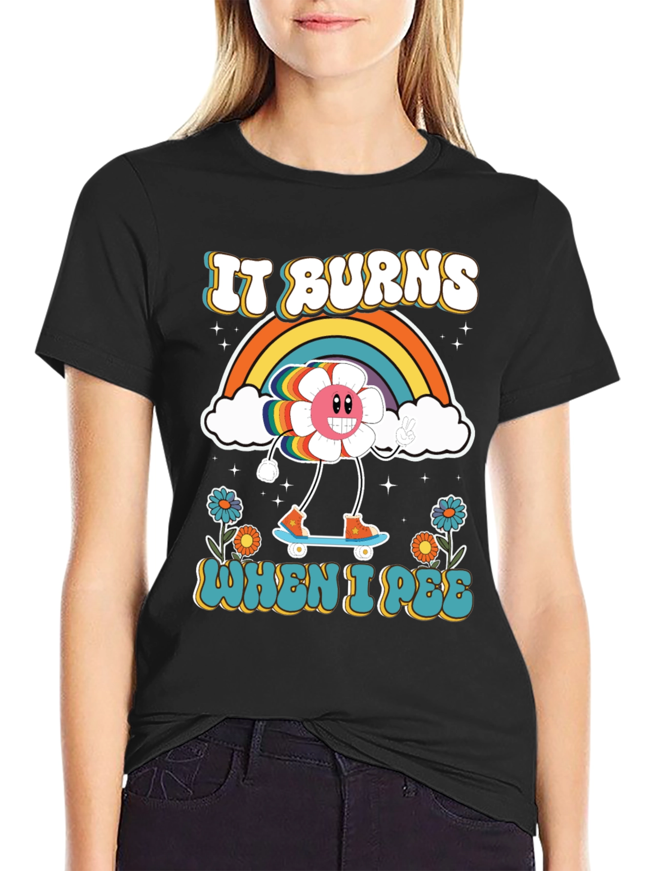 Funny Retro It Burns When I Pee Graphic Tee