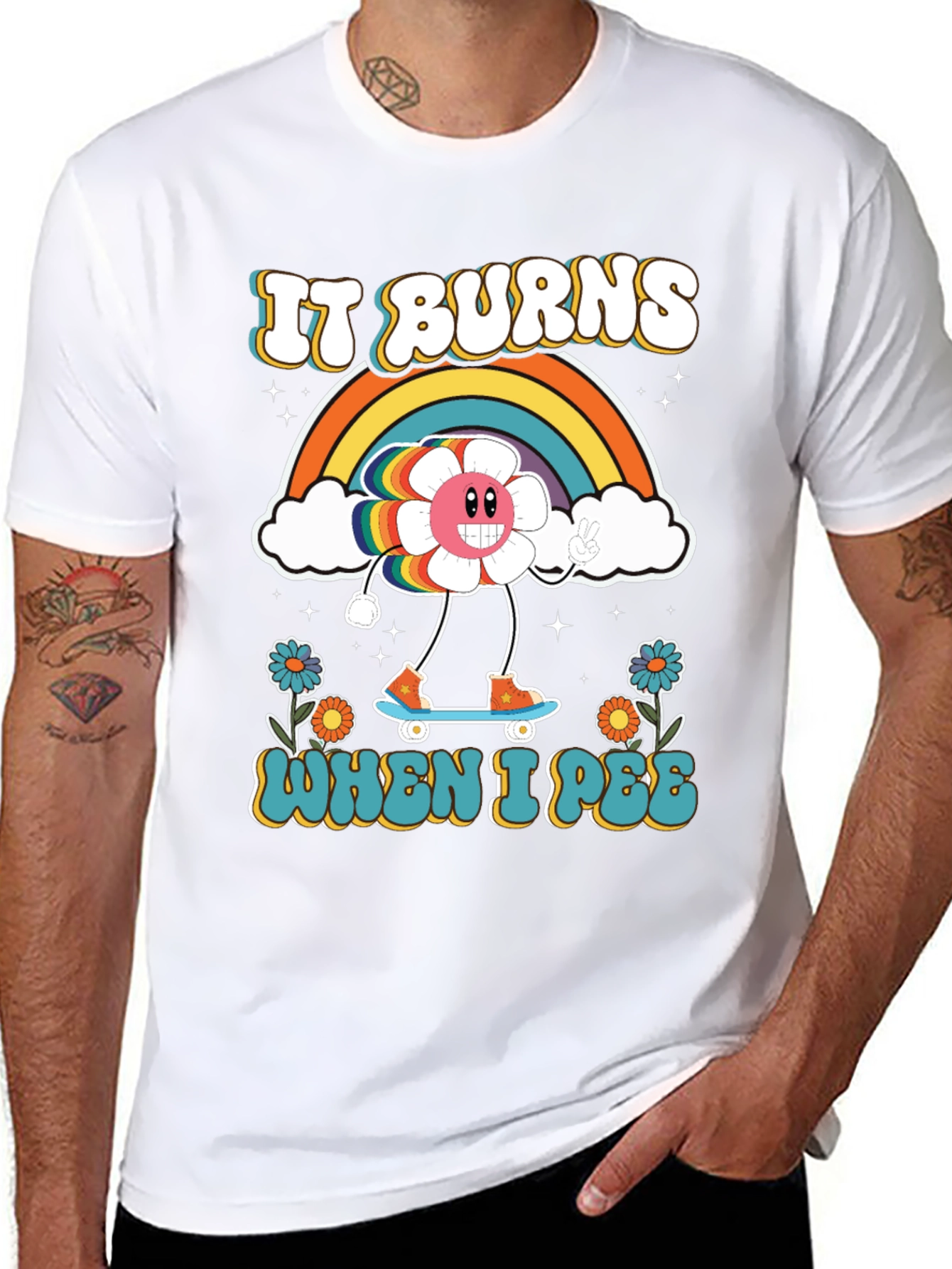 Funny Retro It Burns When I Pee Graphic Tee
