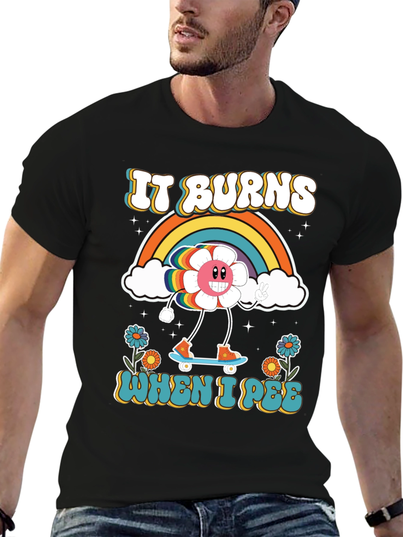 Funny Retro It Burns When I Pee Graphic Tee