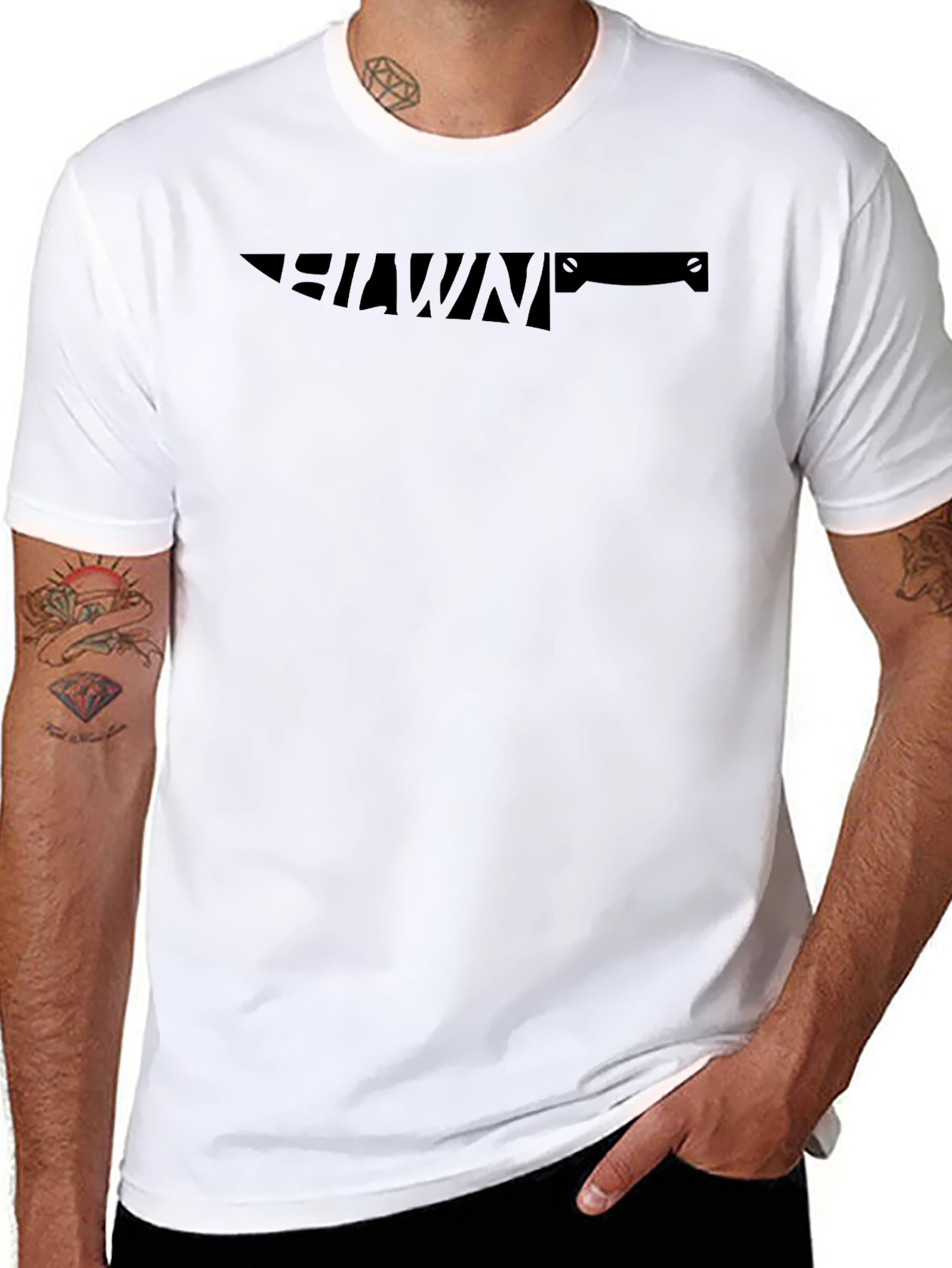 Black Graphic Tee - Knife Design