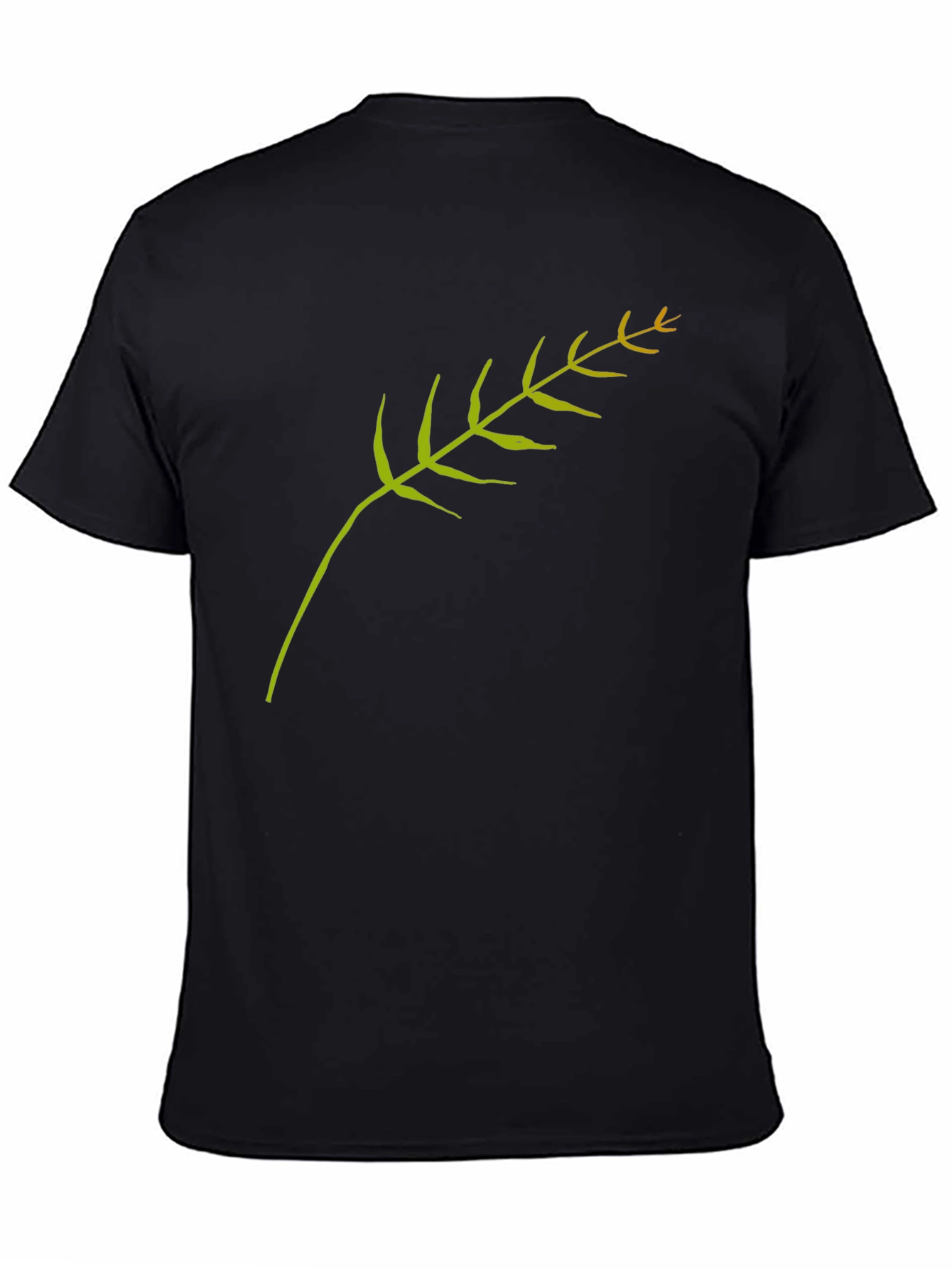 Minimalist Wheat Stalk Graphic Black T-Shirt