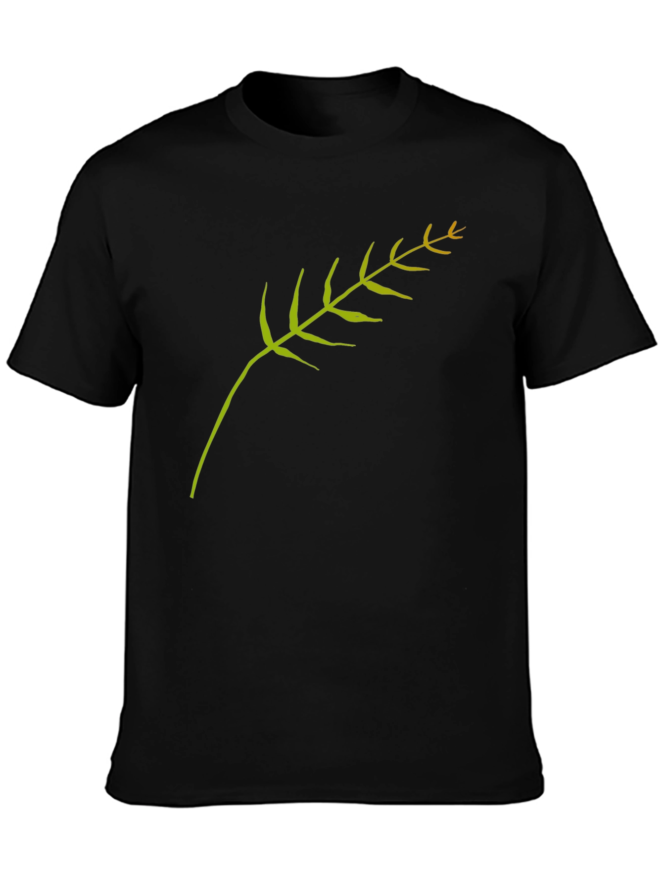 Minimalist Wheat Stalk Graphic Black T-Shirt