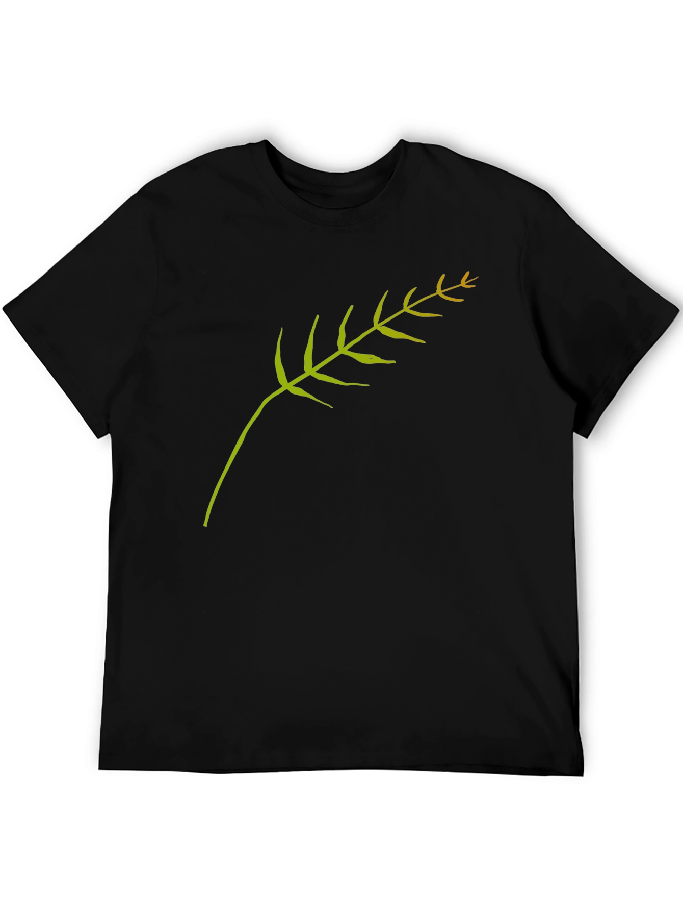 Minimalist Wheat Stalk Graphic Black T-Shirt
