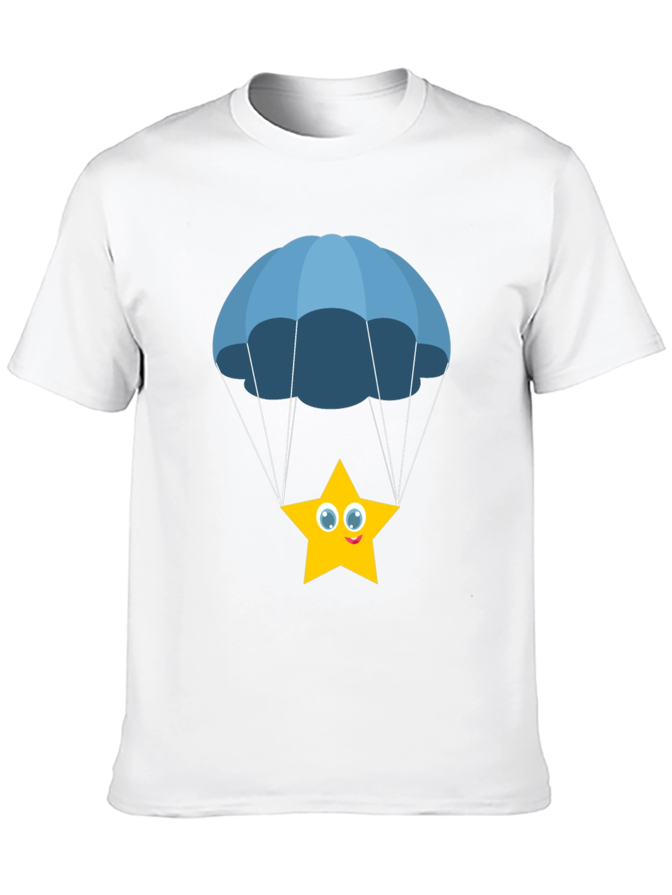 Cute Star Parachute Graphic Tee - Black Cotton