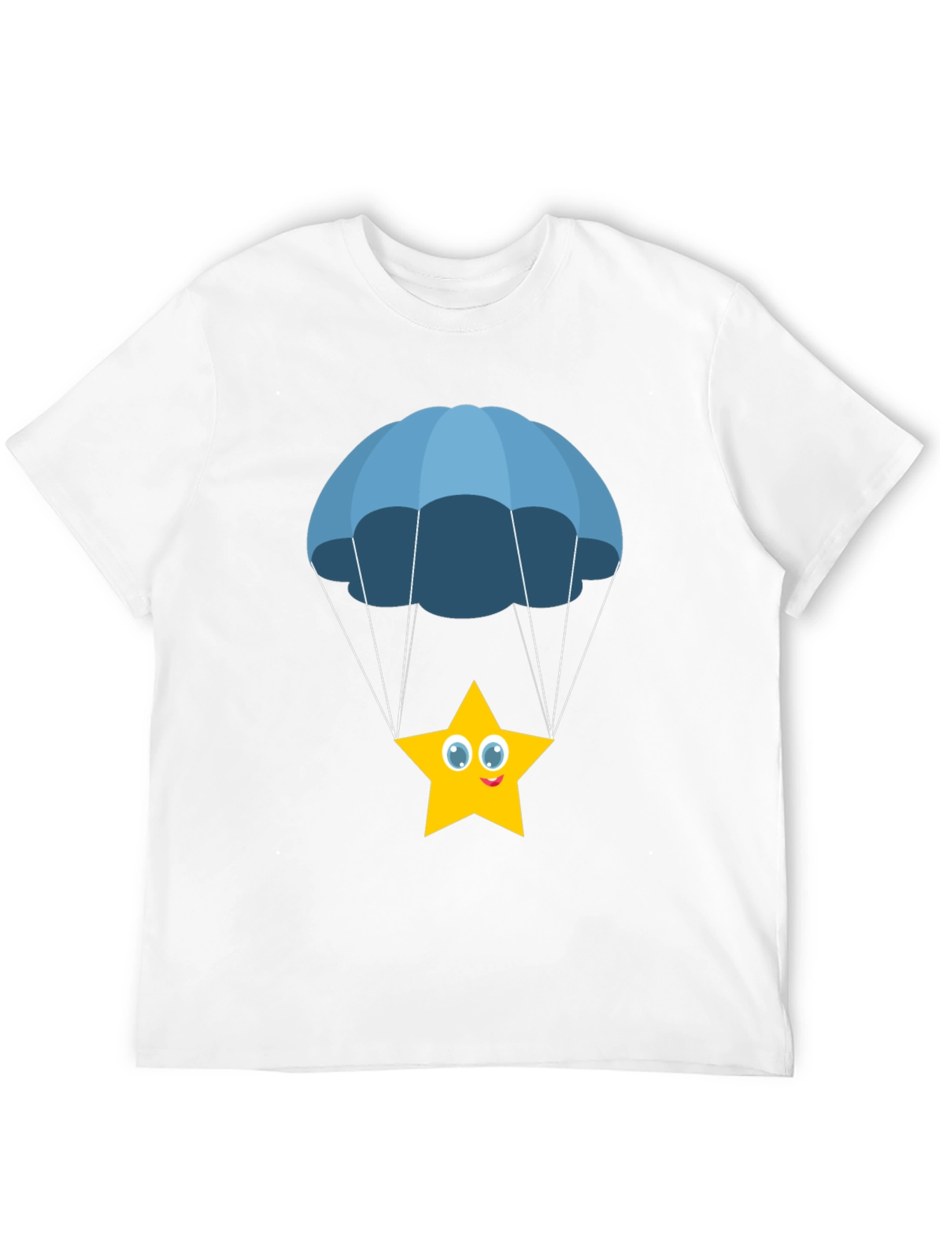 Cute Star Parachute Graphic Tee - Black Cotton