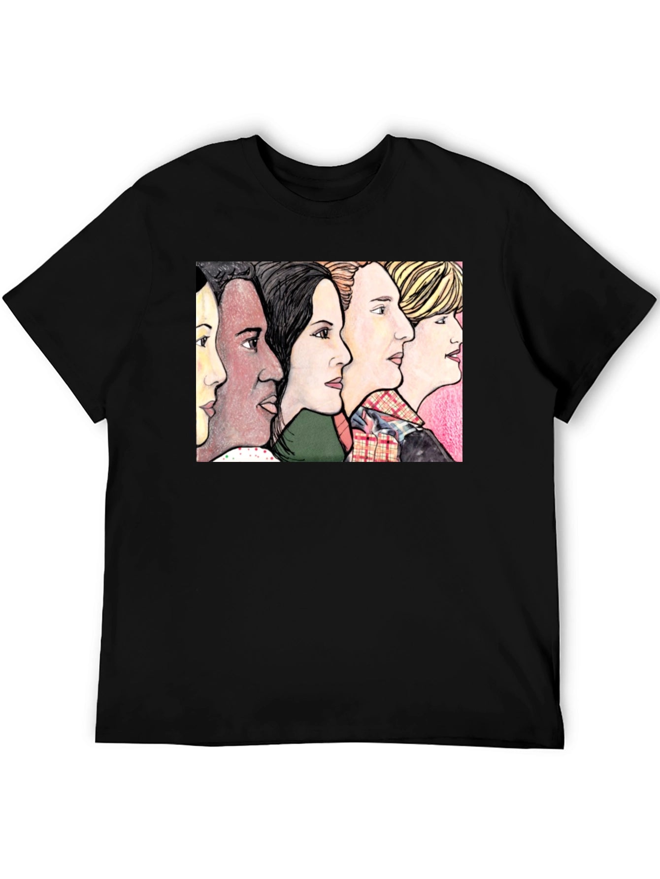 Womens Faces Black T-Shirt
