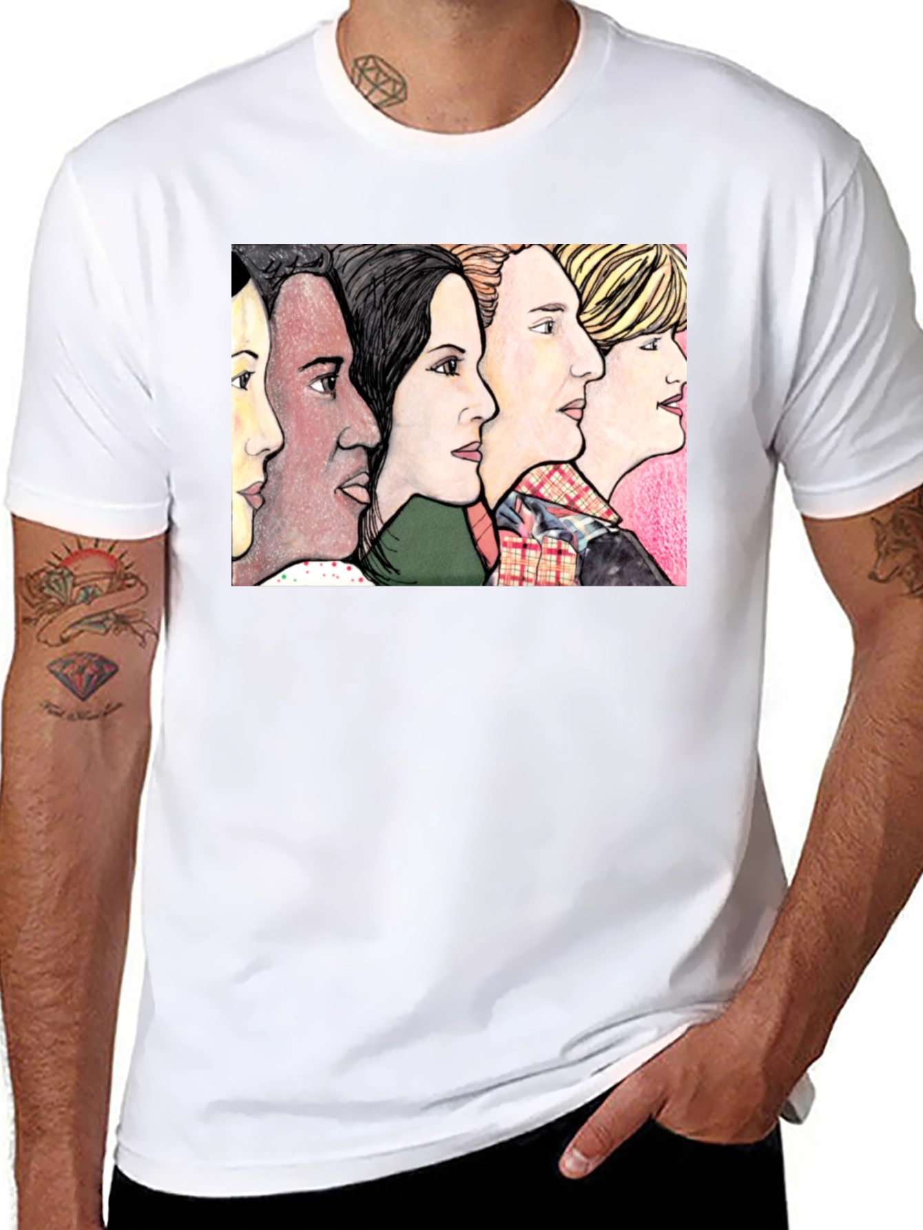 Womens Faces Black T-Shirt