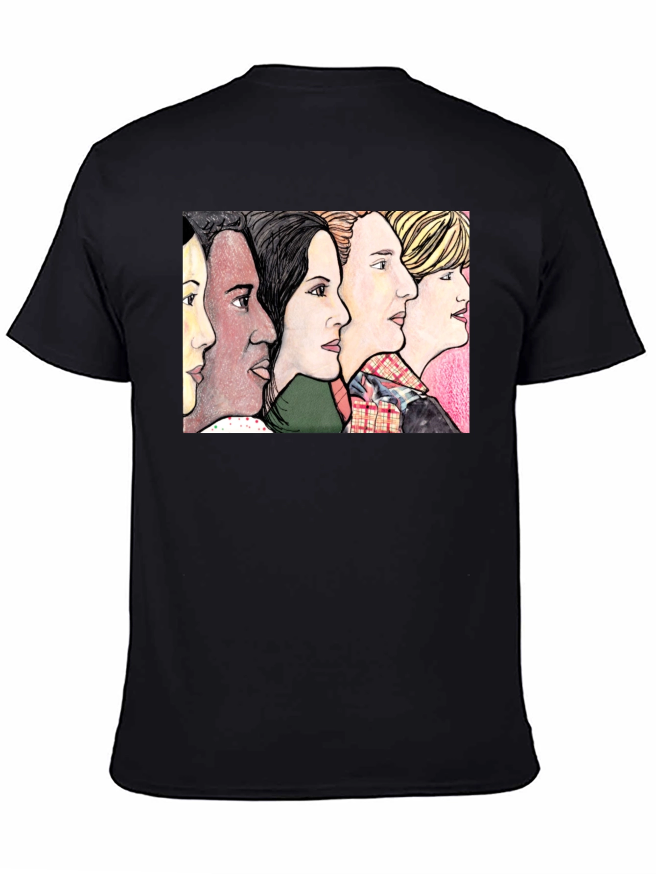 Womens Faces Black T-Shirt