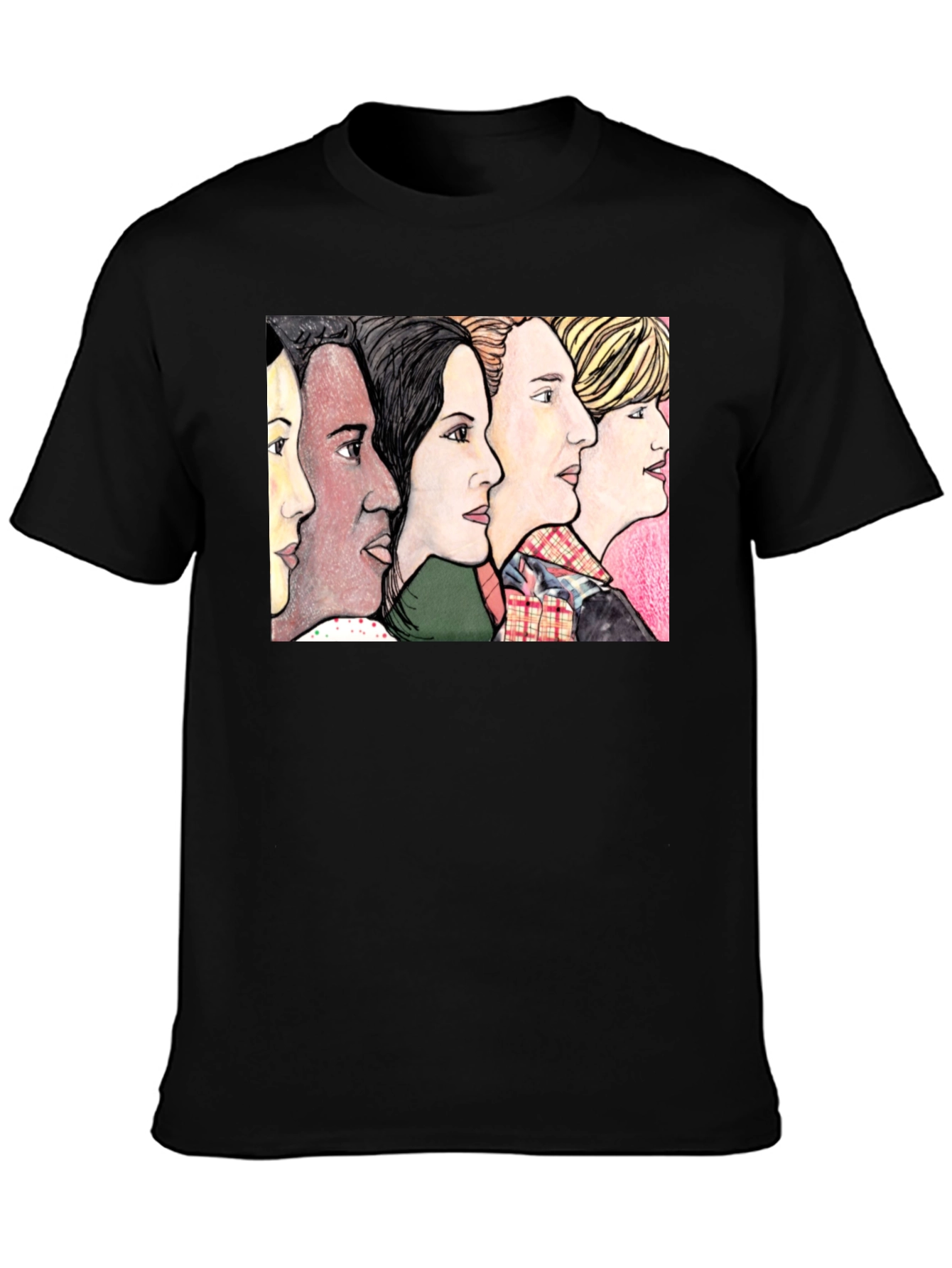 Womens Faces Black T-Shirt