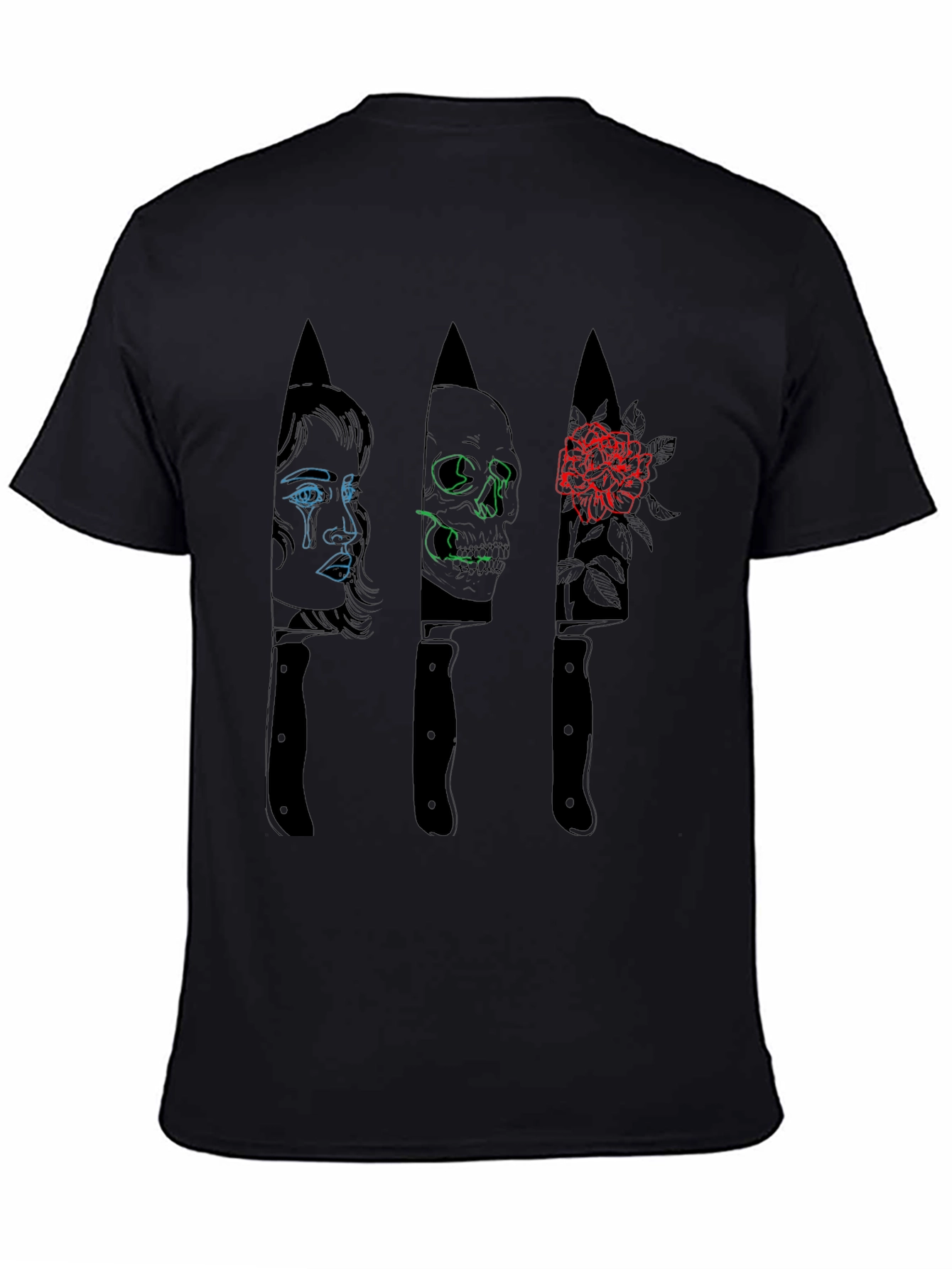 Tattooed Mans Graphic Knife Design T-Shirt