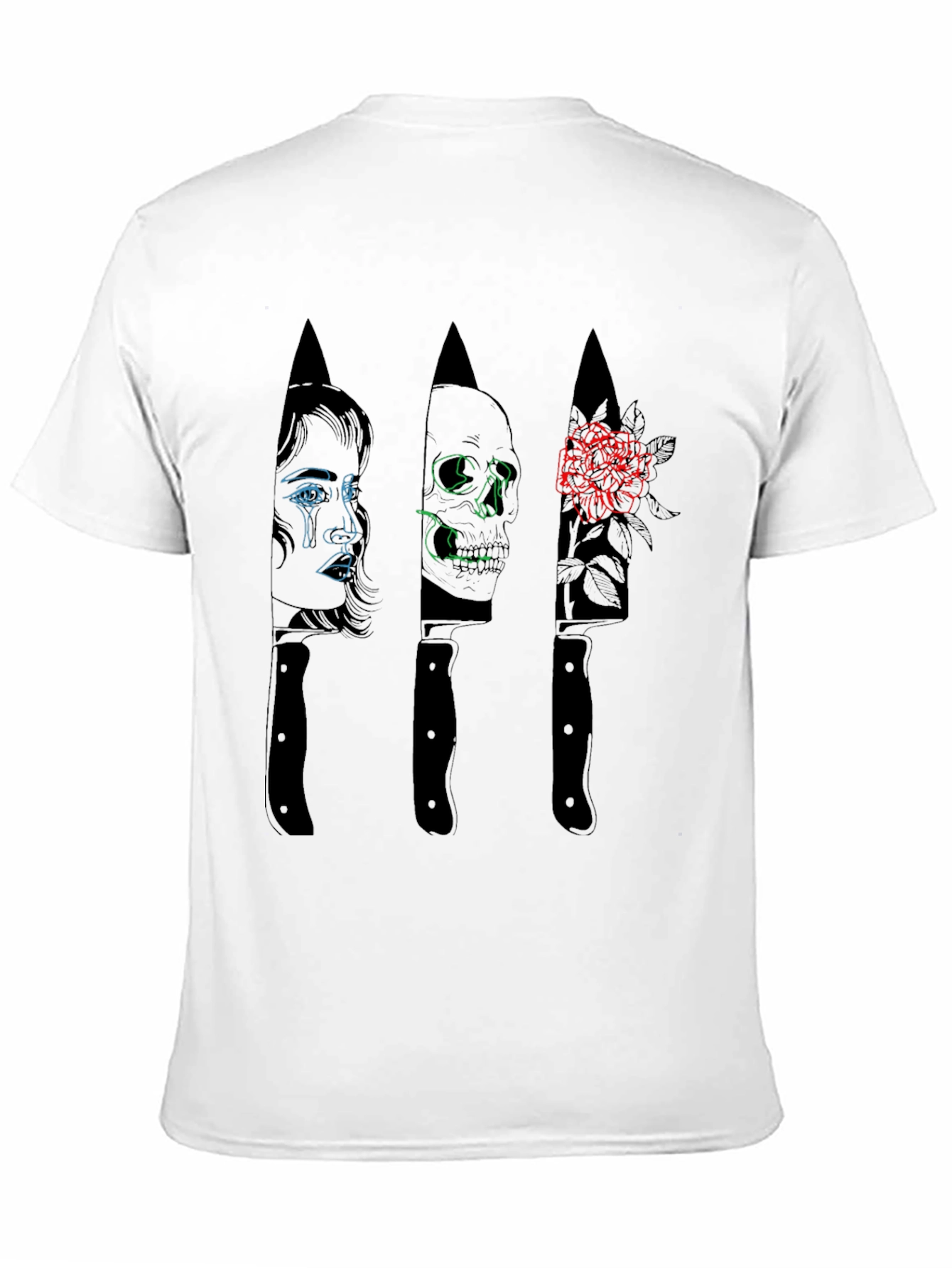 Tattooed Mans Graphic Knife Design T-Shirt