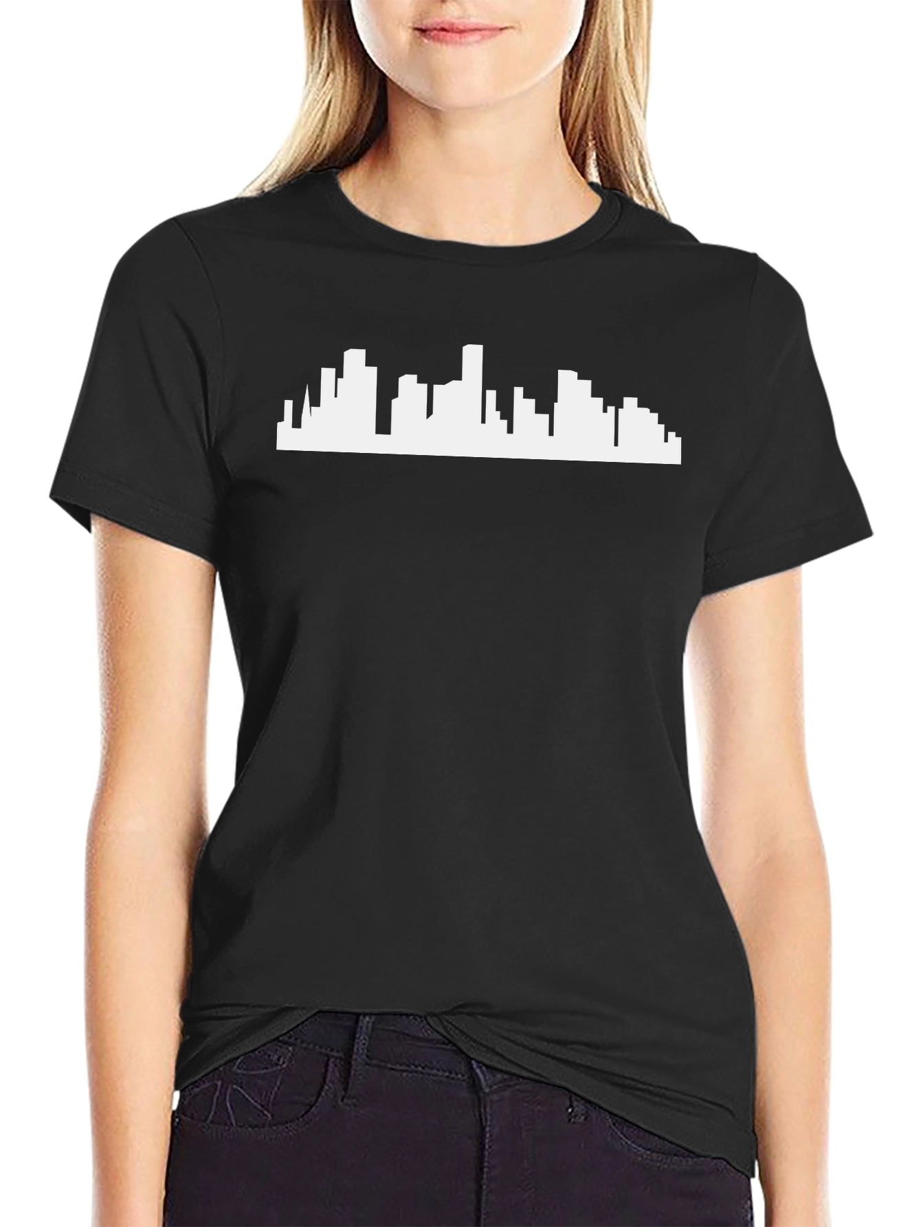 Cityscape Silhouette Graphic Tee - Black