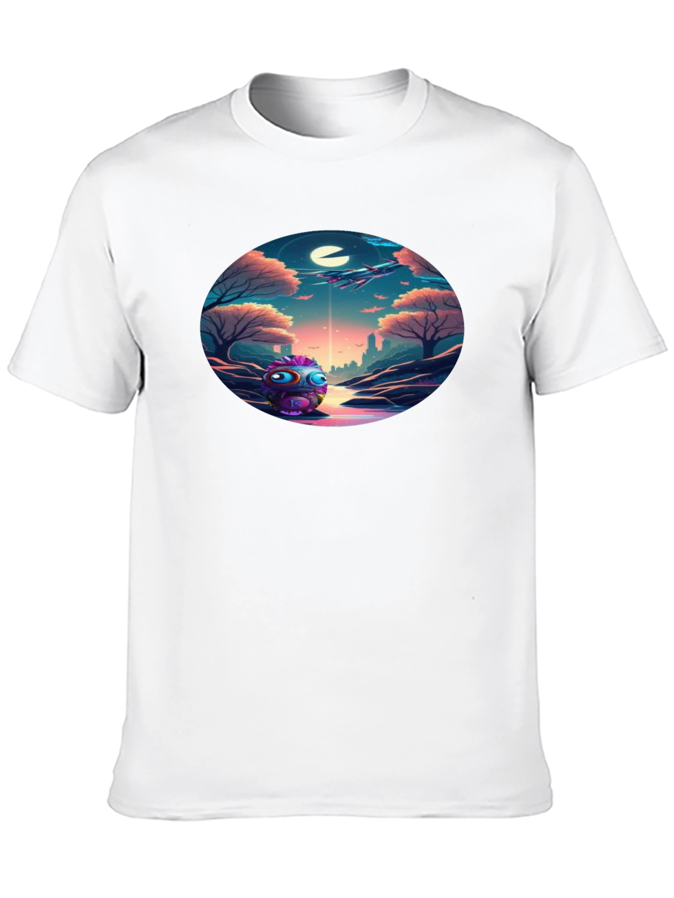 Surreal Alien Landscape Graphic Tee - Soft Black Cotton
