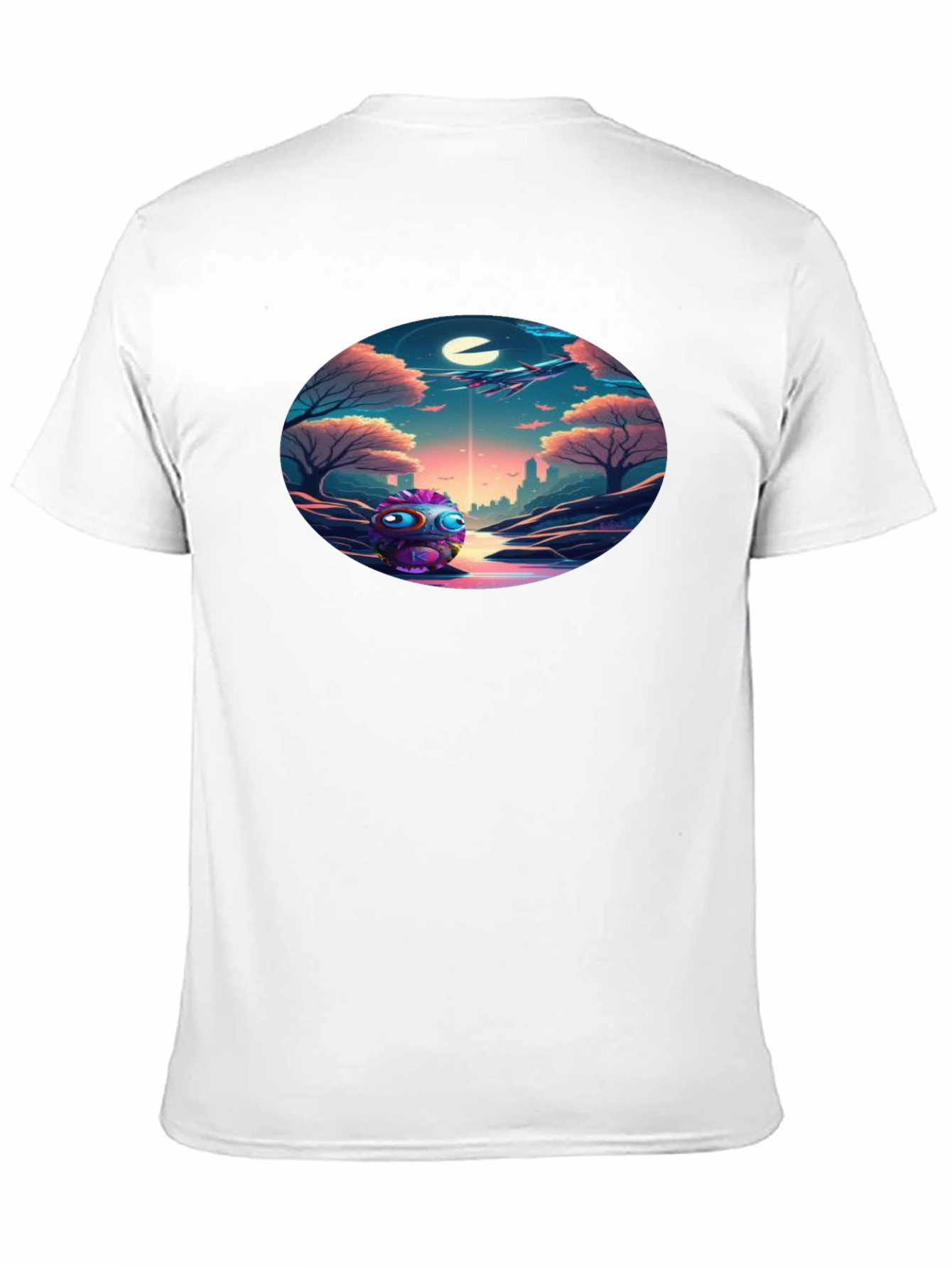 Surreal Alien Landscape Graphic Tee - Soft Black Cotton