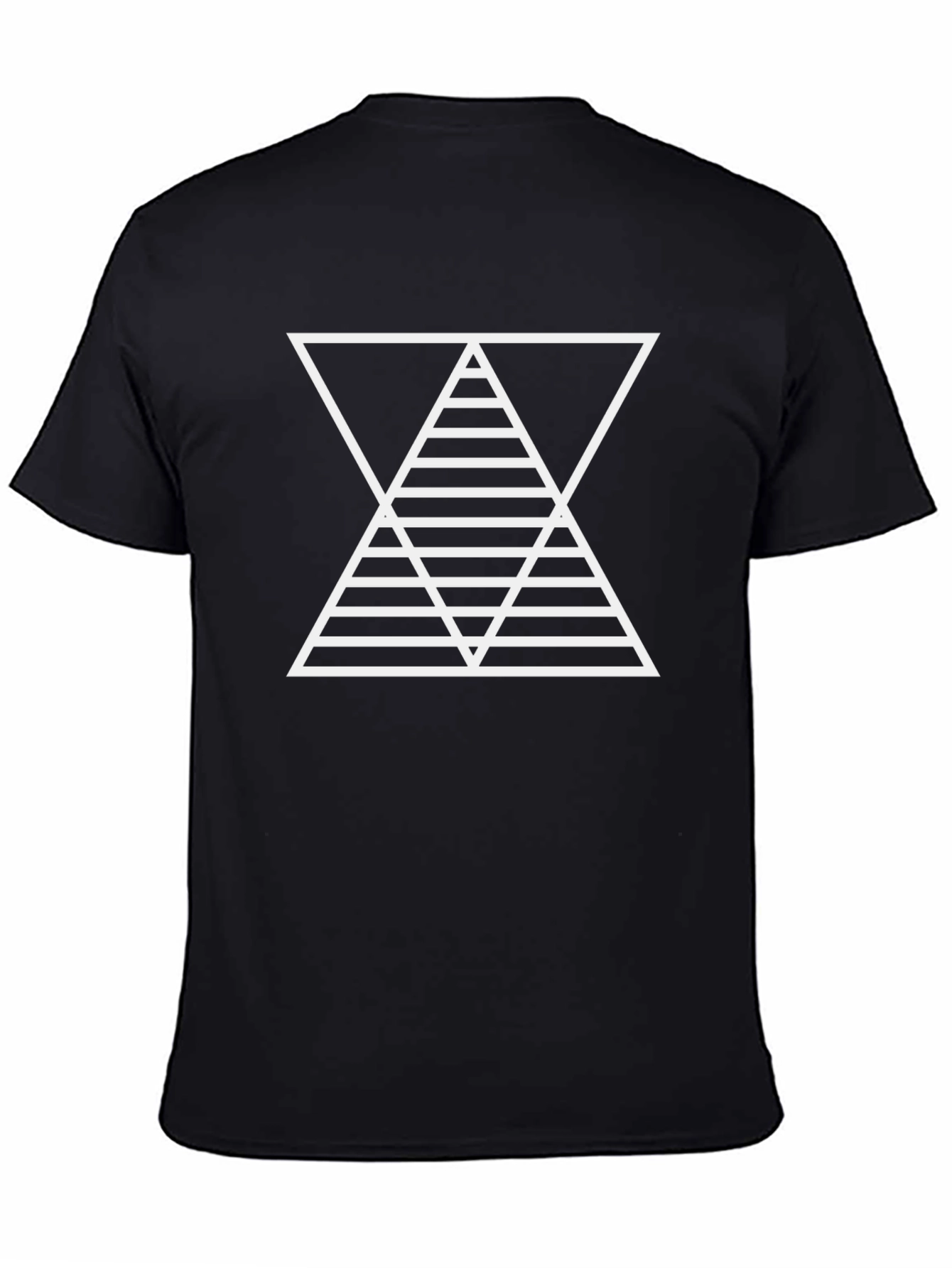 Geometric Triangle Graphic Print Black T-Shirt