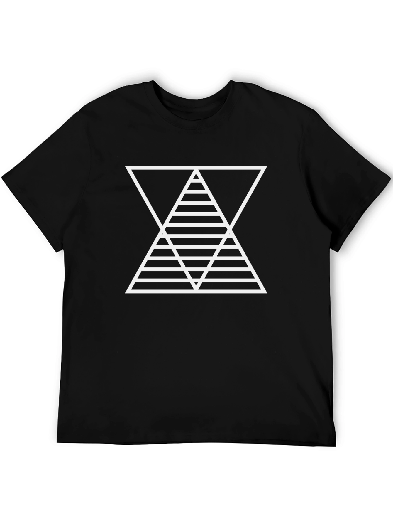 Geometric Triangle Graphic Print Black T-Shirt