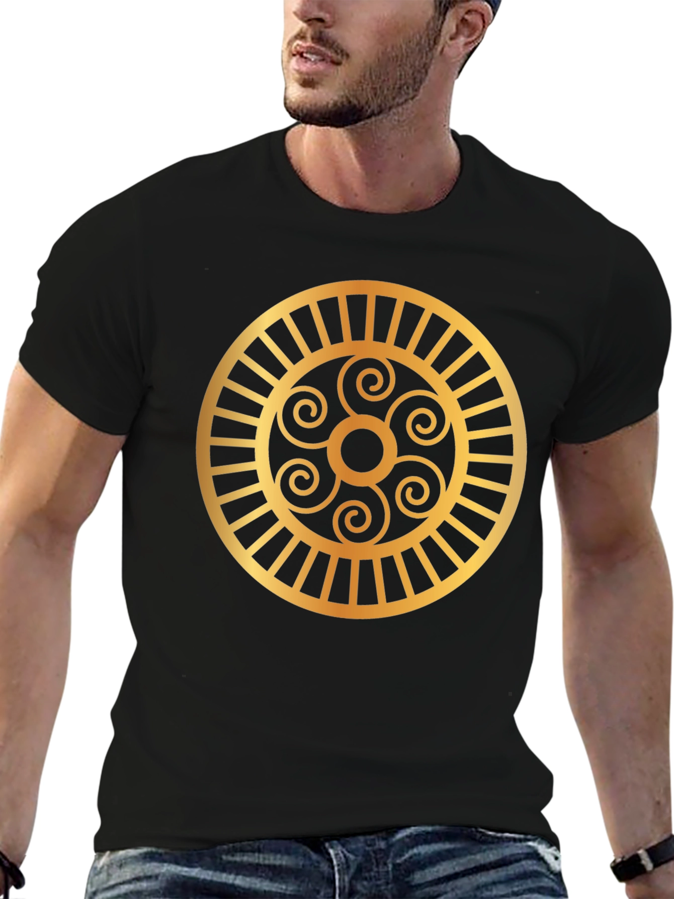 Golden Spirals Graphic Tee - Black
